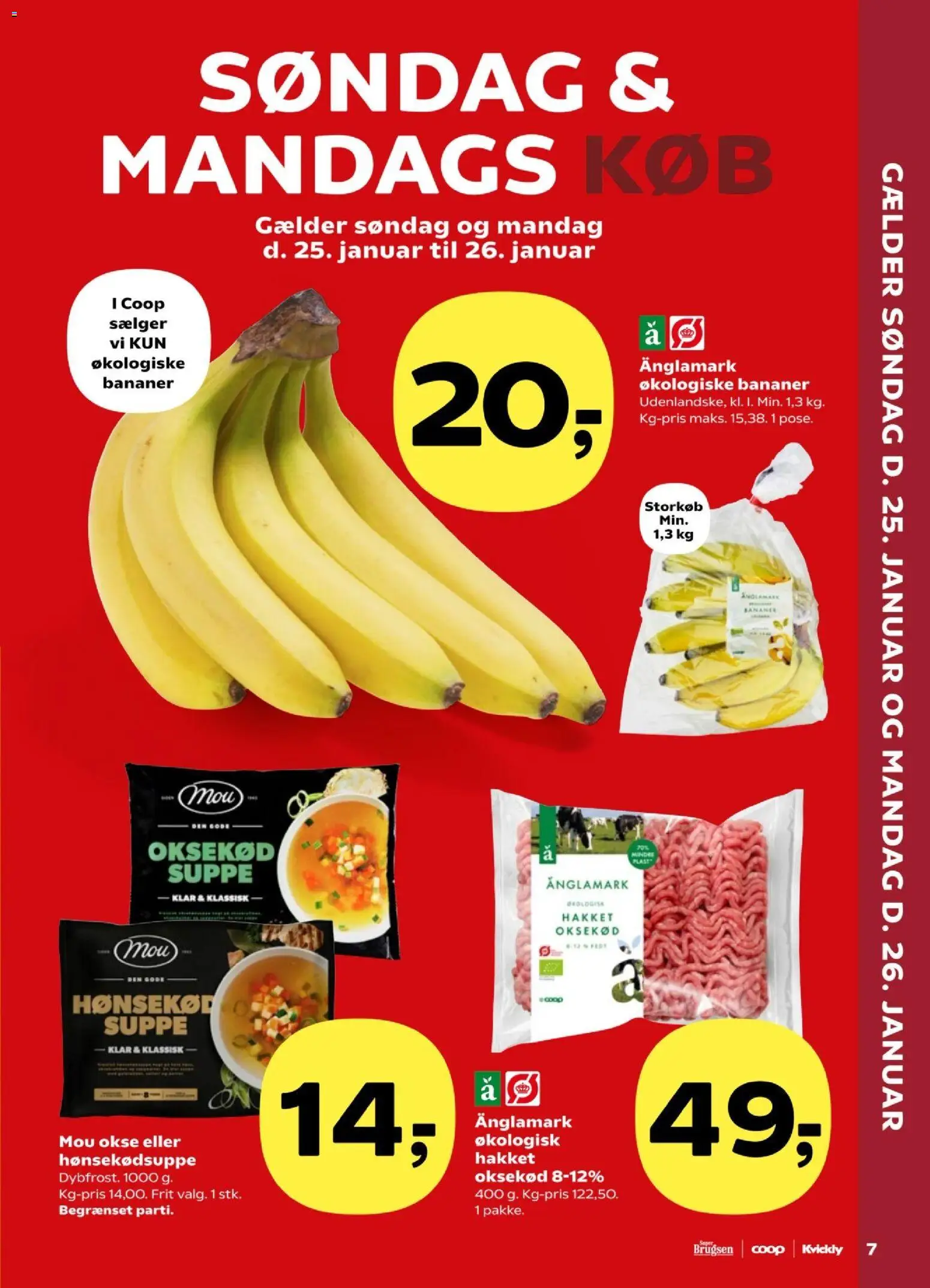 Super Brugsen tilbudsavis – gyldig fra 22.01.2026 | Side: 7 | Produkter: Bananer, Oksekød, Suppe