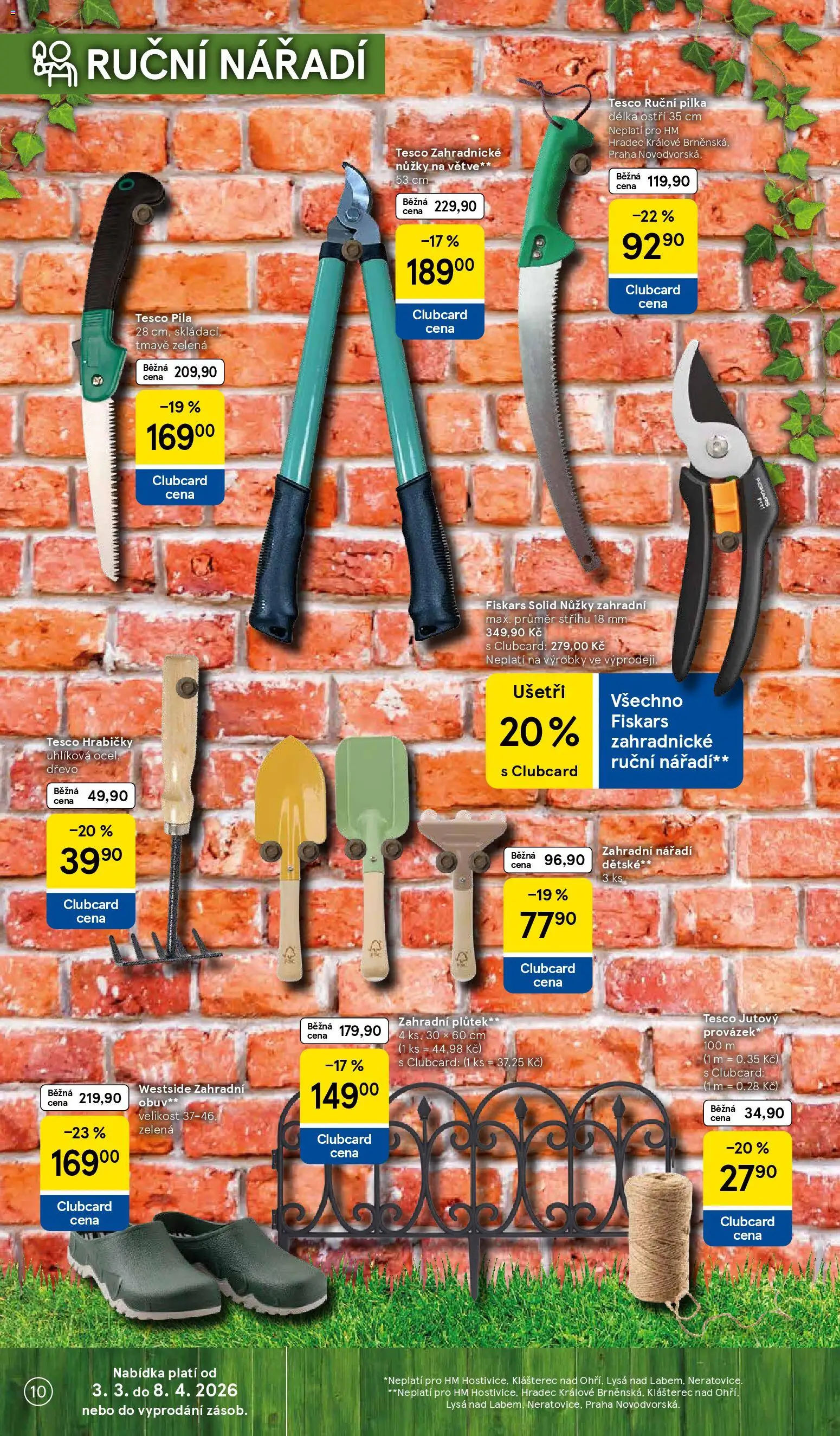 Tesco katalog od 03.03.2026 | Strana: 10 | Produkty: Nůžky, Fiskars, Obuv, Nářadí