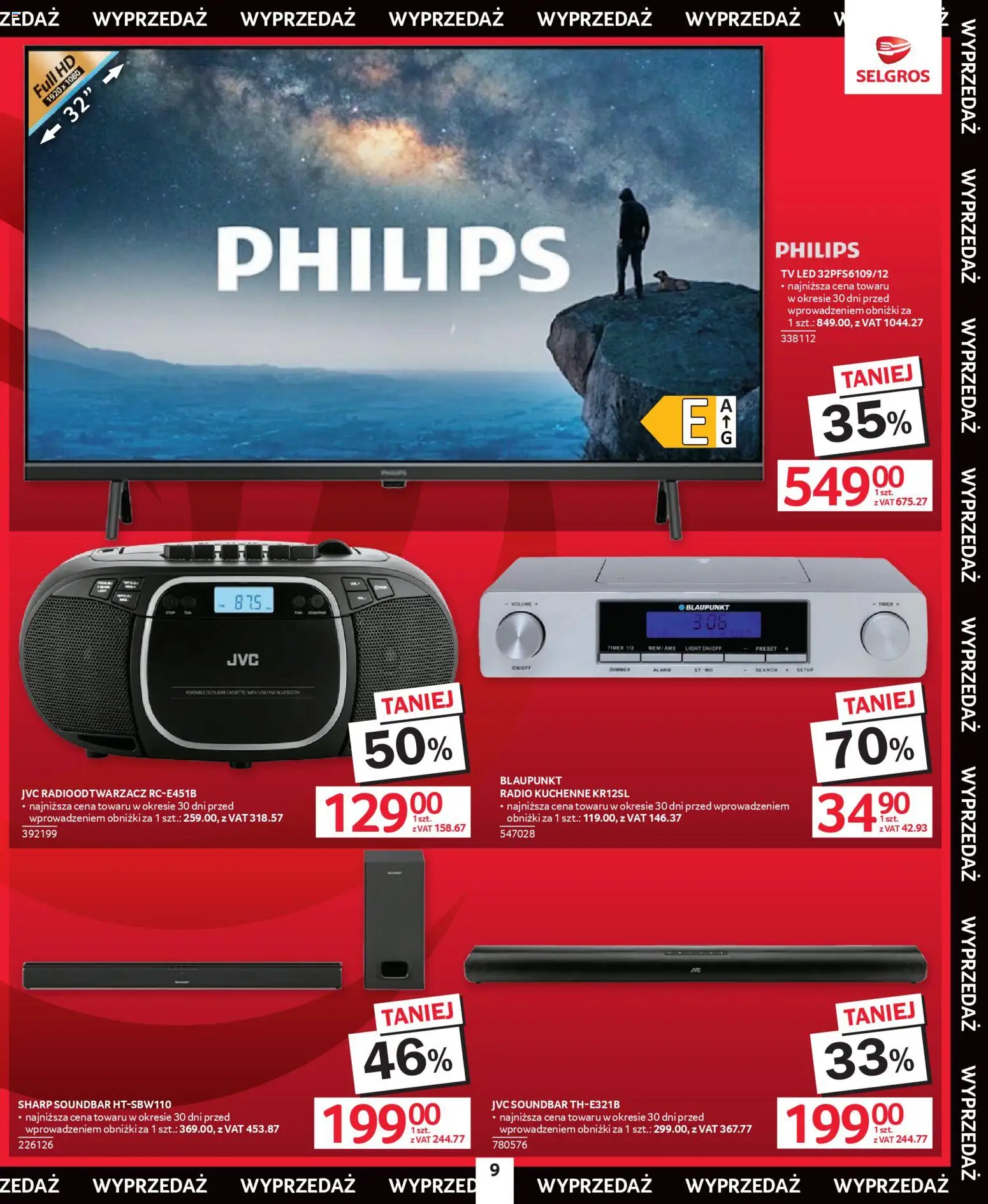 Selgros cash&carry Gazetka - Świąteczna Wyprzedaż od 08.01.2026 | Strona: 9 | Produkty: Radio, Radio kuchenne, Soundbar