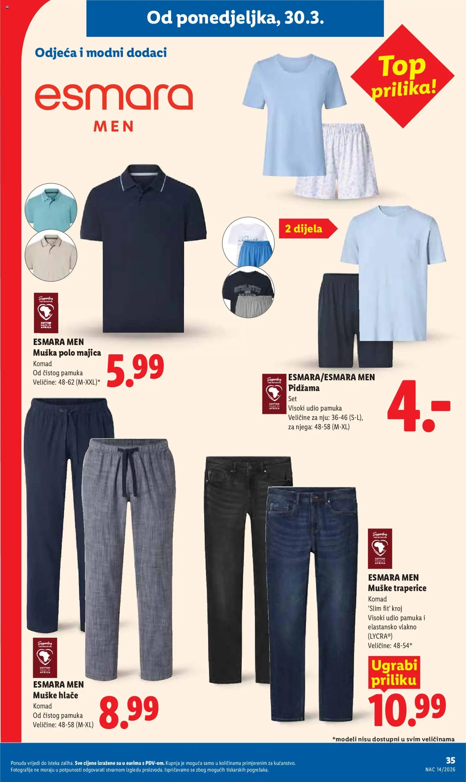 Lidl katalog | vrijedi od 30.03.2026 | Stranica: 35 | Proizvodi: Majica, Hlače, Pidžama, Traperice