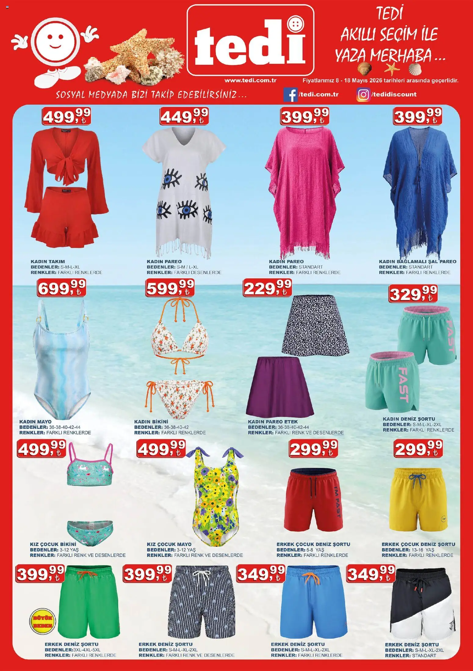 Tedi  Katalog - 08.05.2026 tarihinden itibaren geçerlidir | Sayfa: 1 | Ürünler: Etek, Mayo, Şal