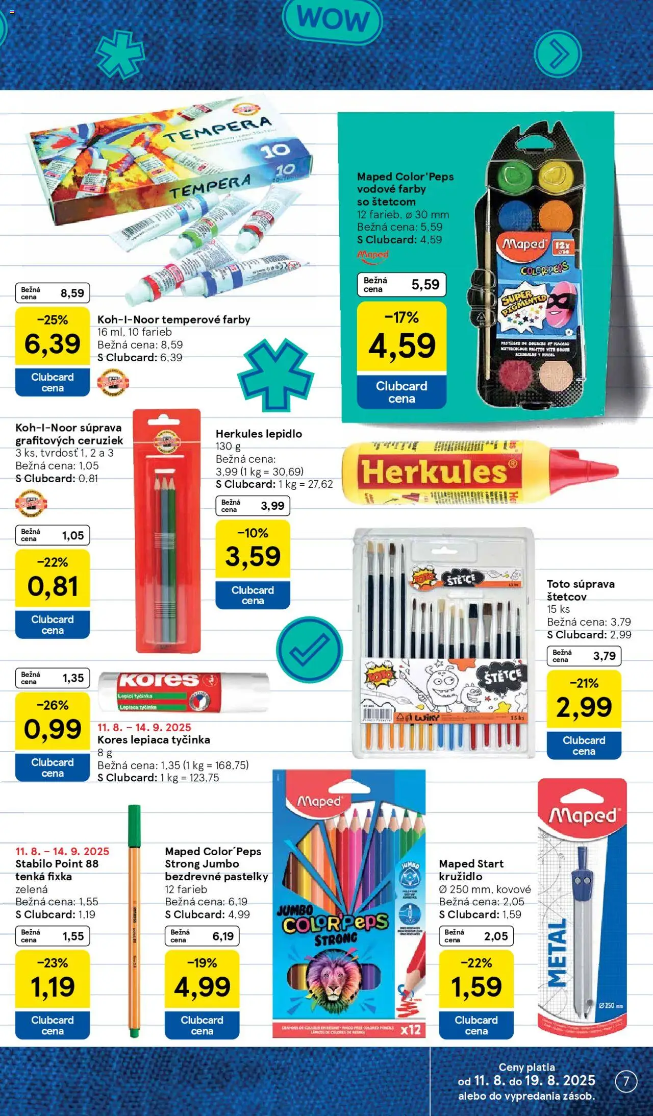Tesco všetko pre vášho školáka │ platný od 11.08.2025 | Strana: 7 | Produkty: Pastelky