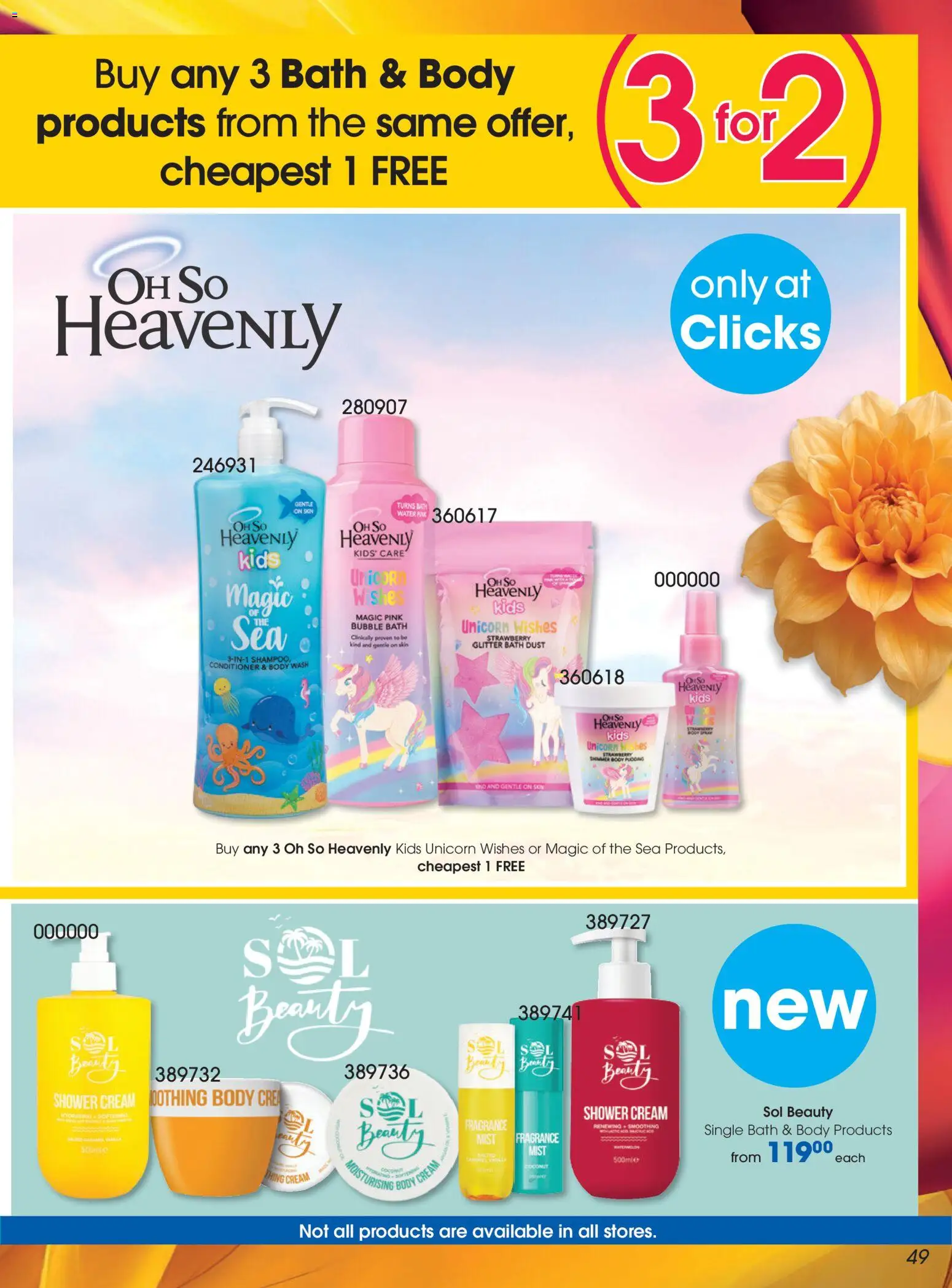 New Clicks catalogue – valid from 25.03.2026 | Page: 49 | Products: Bath, Shower, Conditioner, Water