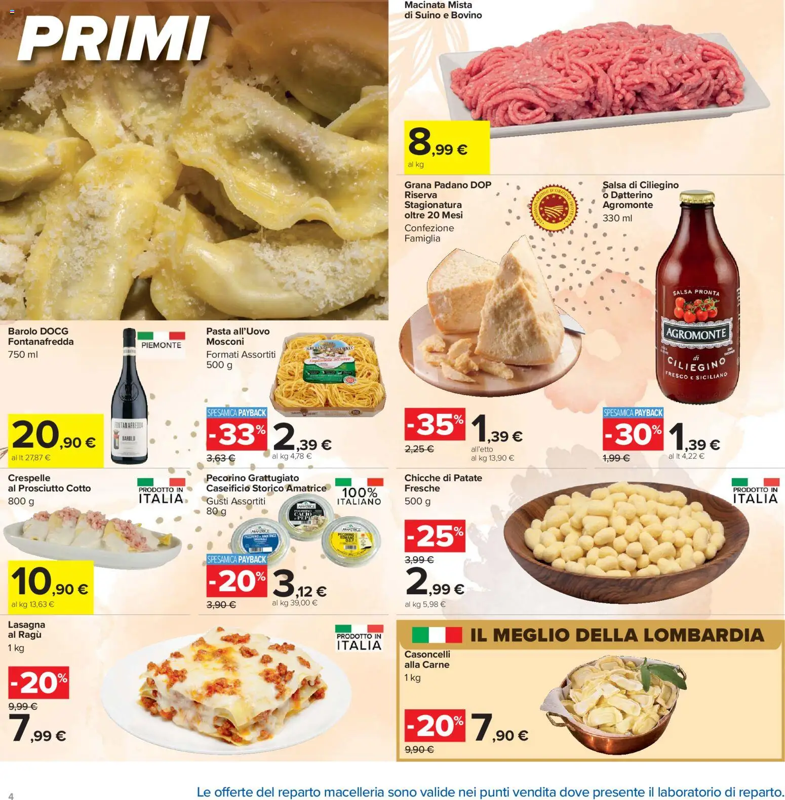 Volantino Carrefour del 24.03.2026 | Pagina: 4 | Prodotti: Bovino, Patate, Salsa, Ragú