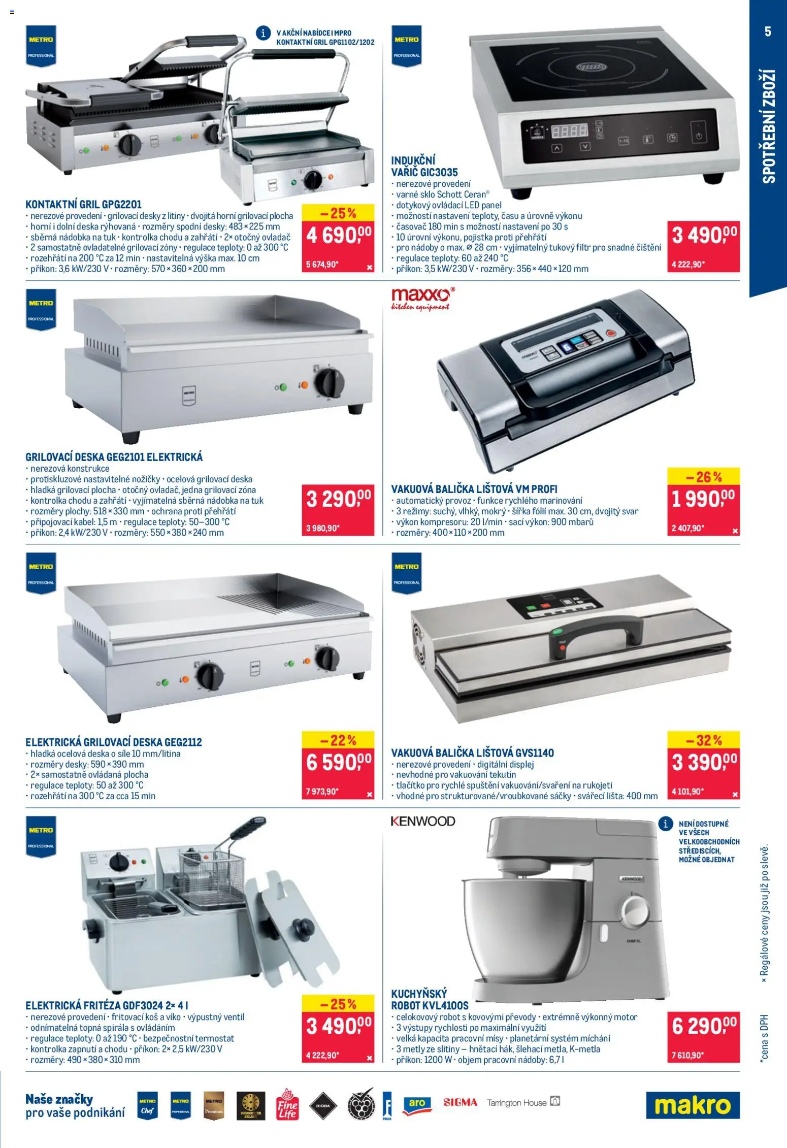 Makro leták - Nepotravinové zboží od 11.03.2026 | Strana: 5 | Produkty: Kontaktní gril, Desky, Koš, LED