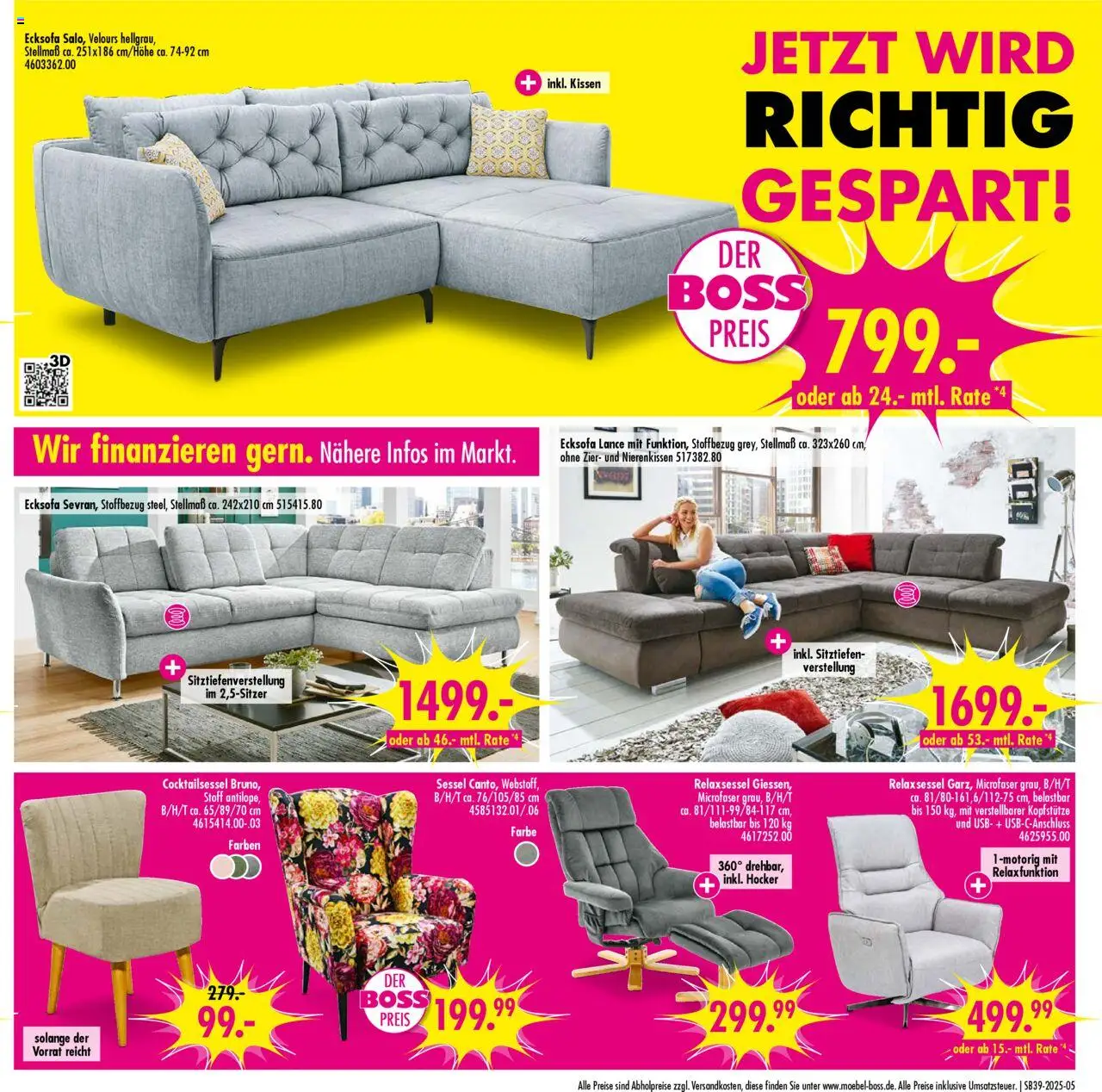 SB Möbel Boss Prospekt 	 – gültig ab 20.09.2025 | Seite: 5 | Produkte: Hocker, Ecksofa, Kissen, Sessel