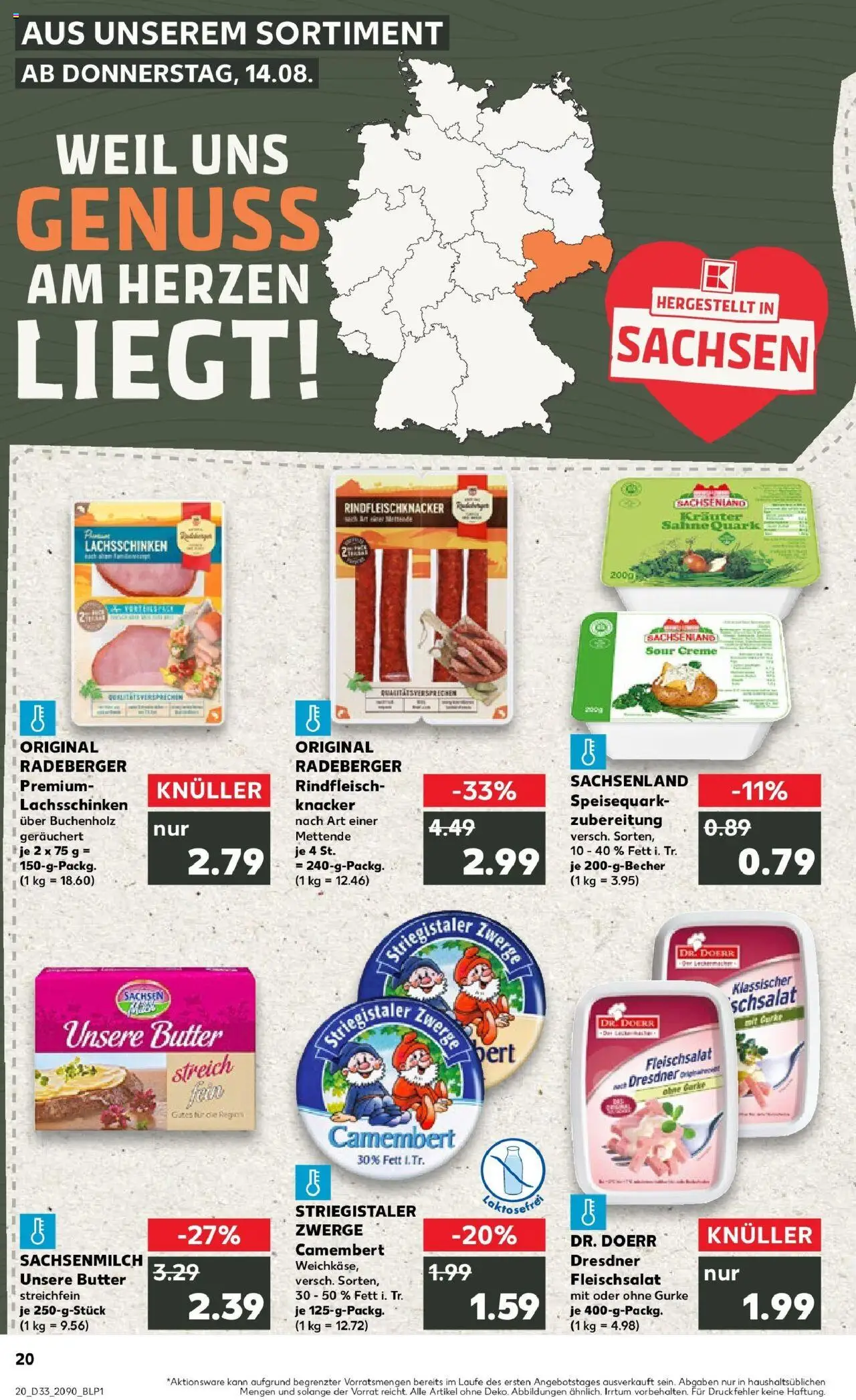 Kaufland prospekt Coswig	 - gültig ab dem 14.08.2025 | Seite: 20 | Produkte: Quark, Creme, Rindfleisch, Speisequark