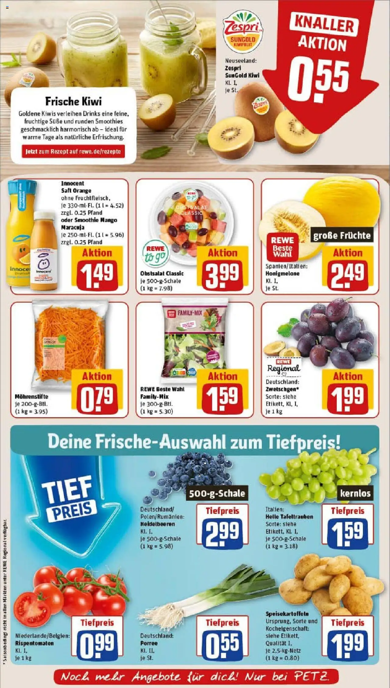 Rewe prospekt Wiehl	 - gültig ab dem 20.07.2025 | Seite: 6 | Produkte: Heidelbeeren, Mango, Saft, Kiwi