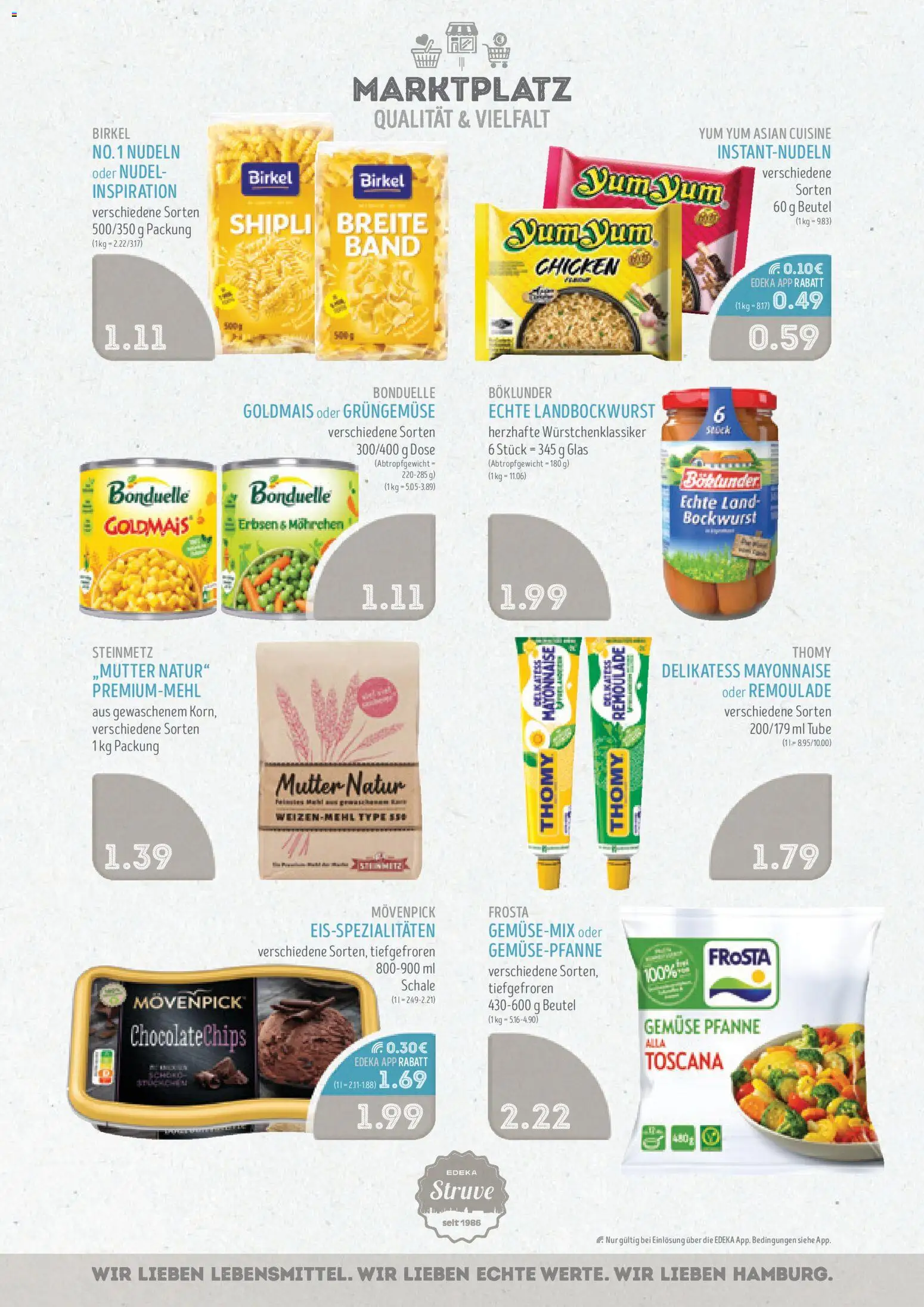 Edeka Struve Prospekt 	 – gültig ab 10.11.2025 | Seite: 9 | Produkte: Bockwurst, Mayonnaise, Nudeln, Erbsen