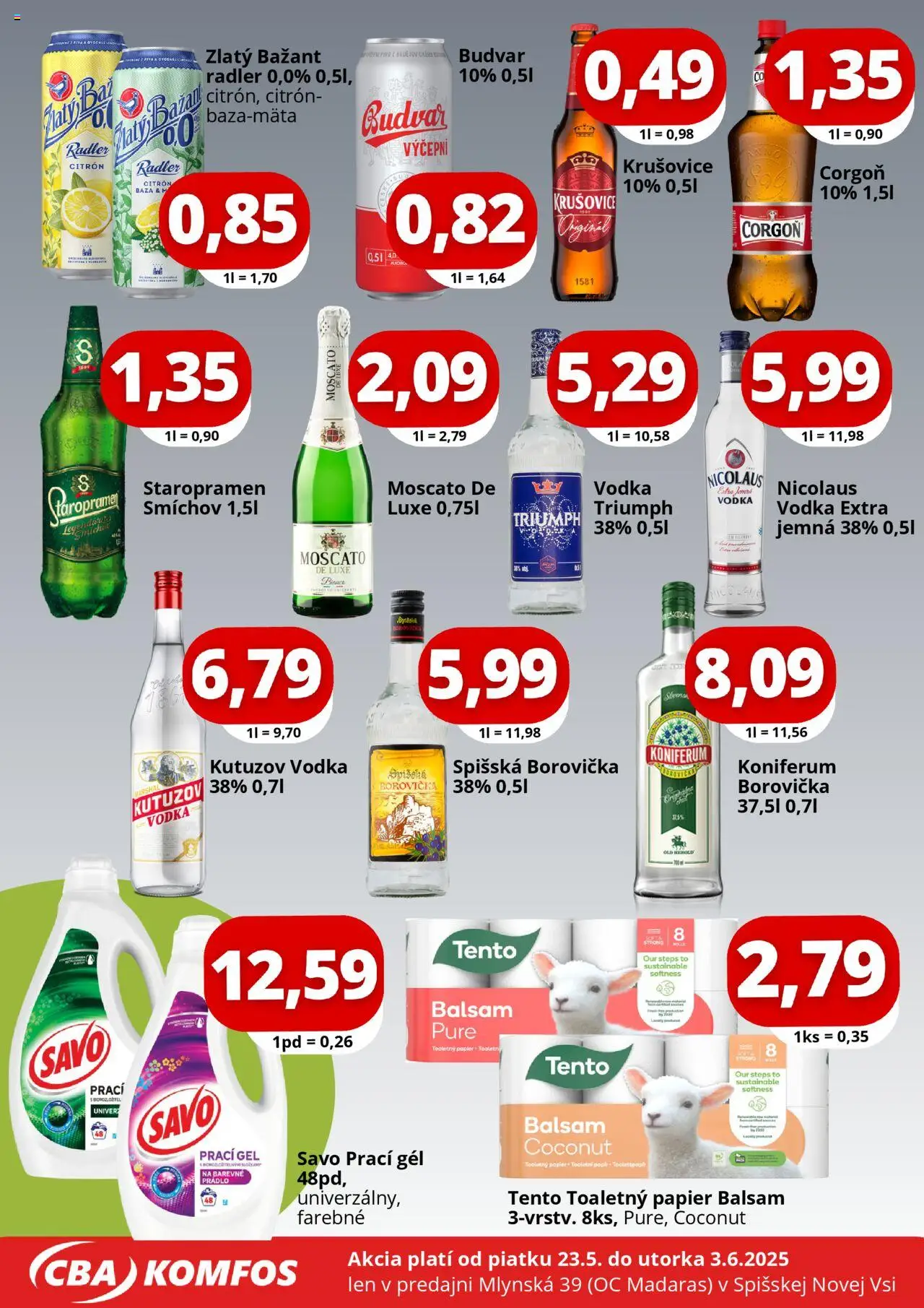 CBA Komfos Gastrocash Spišská Nová Ves │ platný od 23.05.2025 | Strana: 4 | Produkty: Borovička, Savo, Radler, Toaletný papier