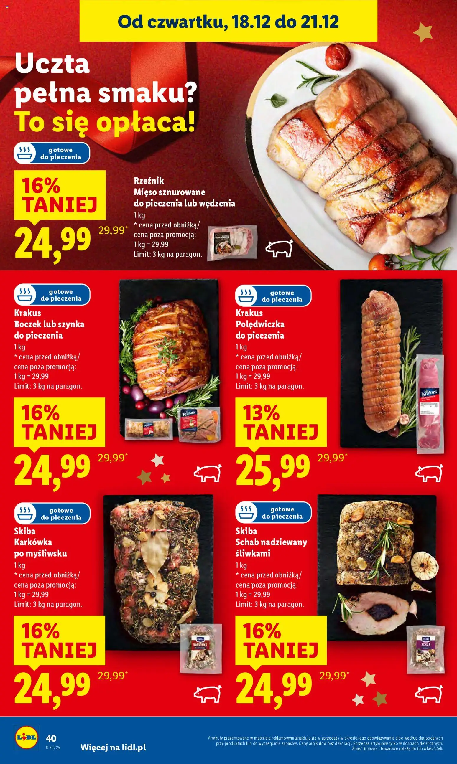 Lidl Gazetka od 18.12.2025 | Strona: 42 | Produkty: Karkówka, Schab, Mięso, Boczek