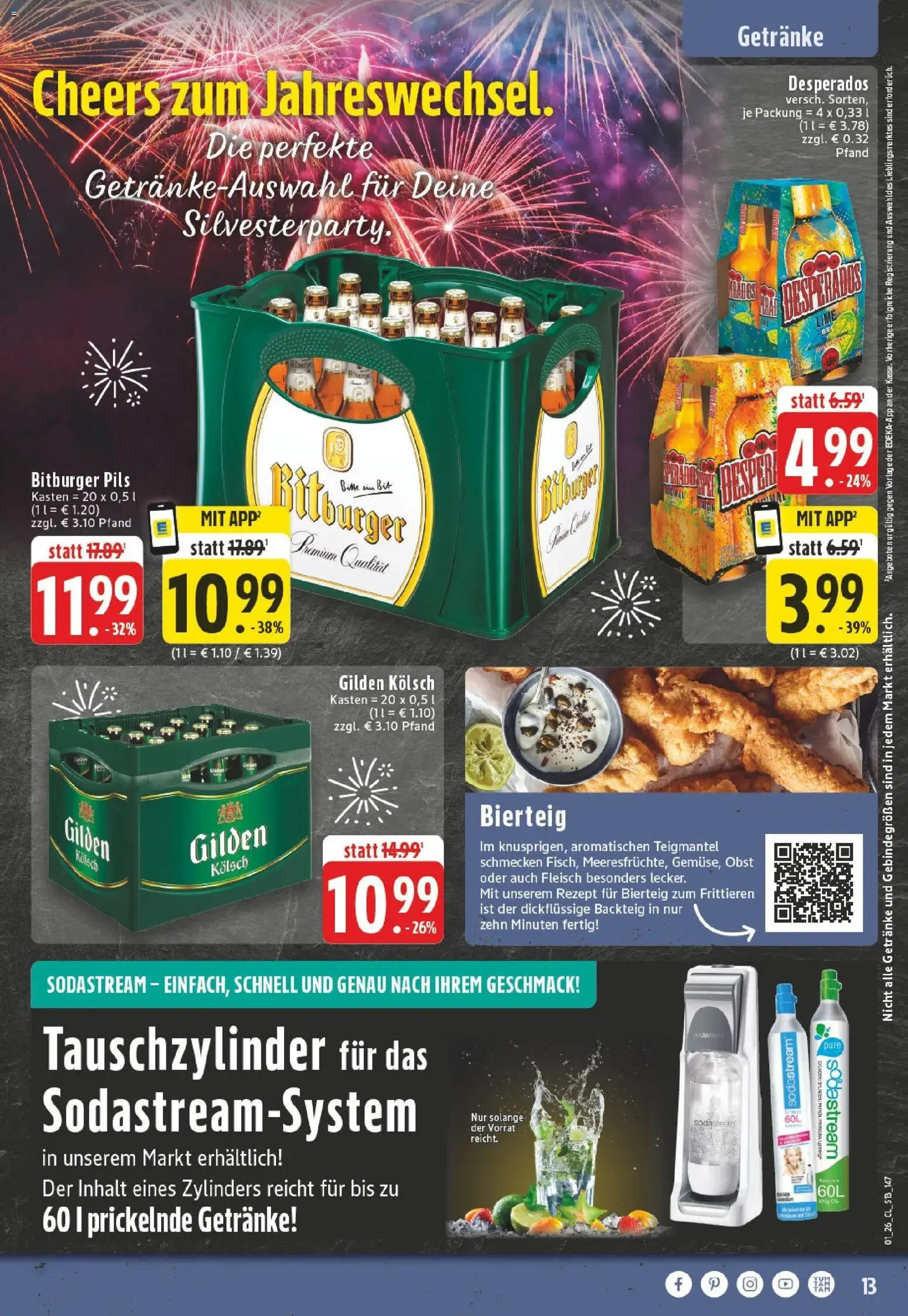 Edeka prospekt Bornheim-Walberberg	 – gültig ab 28.12.2025 | Seite: 13 | Produkte: Bitburger, Pils, Fleisch, Sodastream