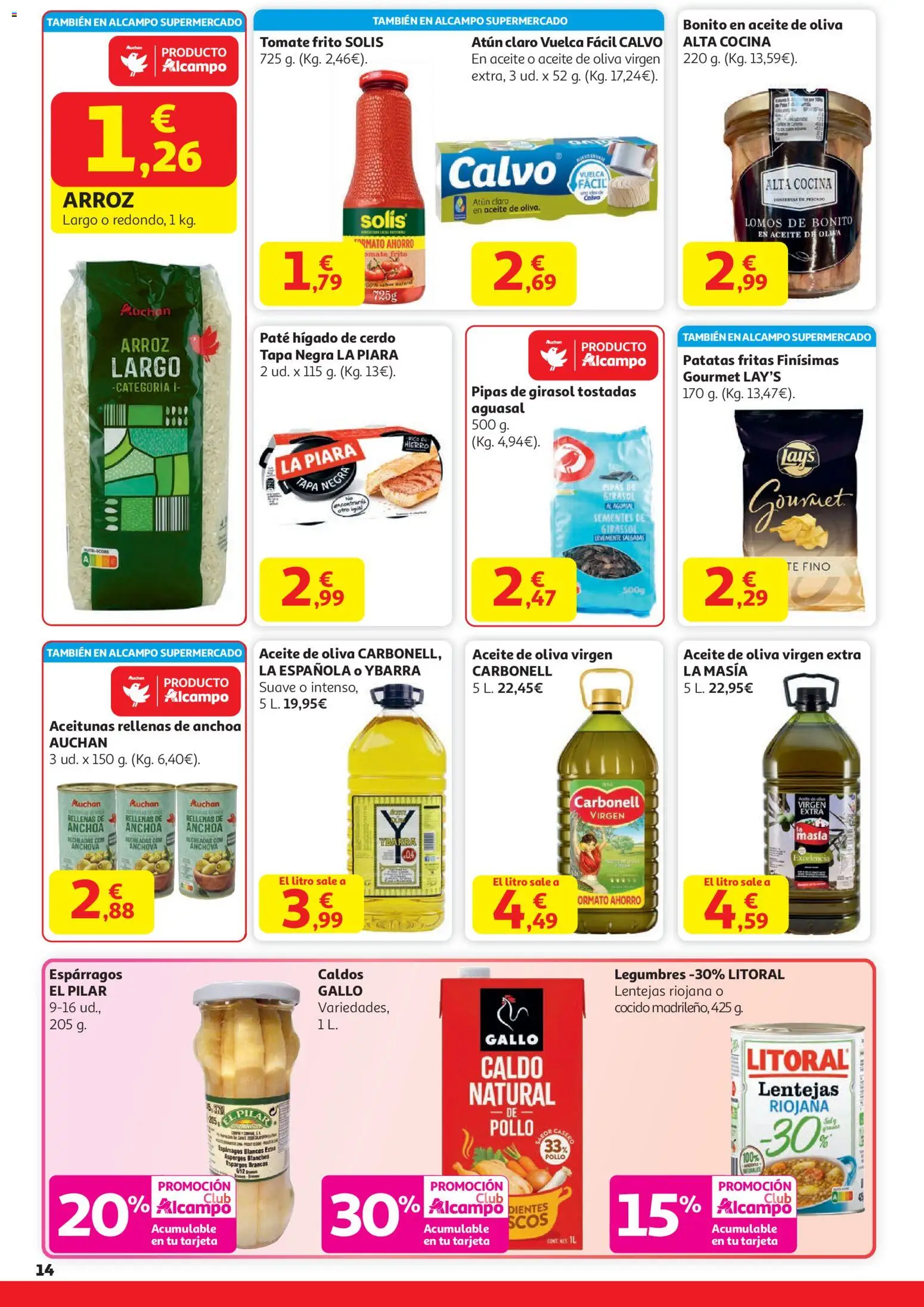 Alcampo - Hg Unico │ válido desde el 29.12.2025 | Página: 14 | Productos: Cerdo, Aceite de oliva virgen extra, Cocina, Atún claro