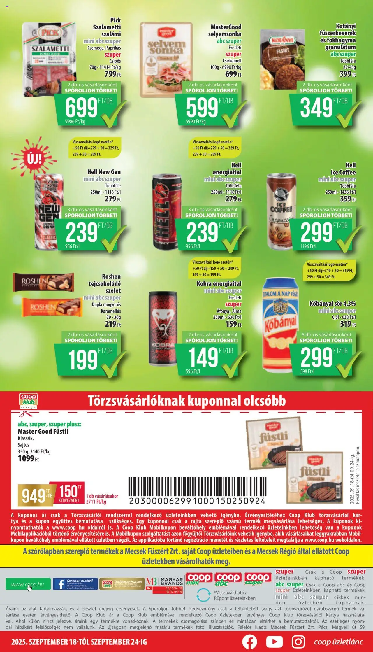COOP akciós ujság - amely érvényes a következő dátumtól: 18.09.2025 | Oldal: 8 | Termékek: Fokhagyma, Energiaital, Tejcsokoládé, Csirkemell
