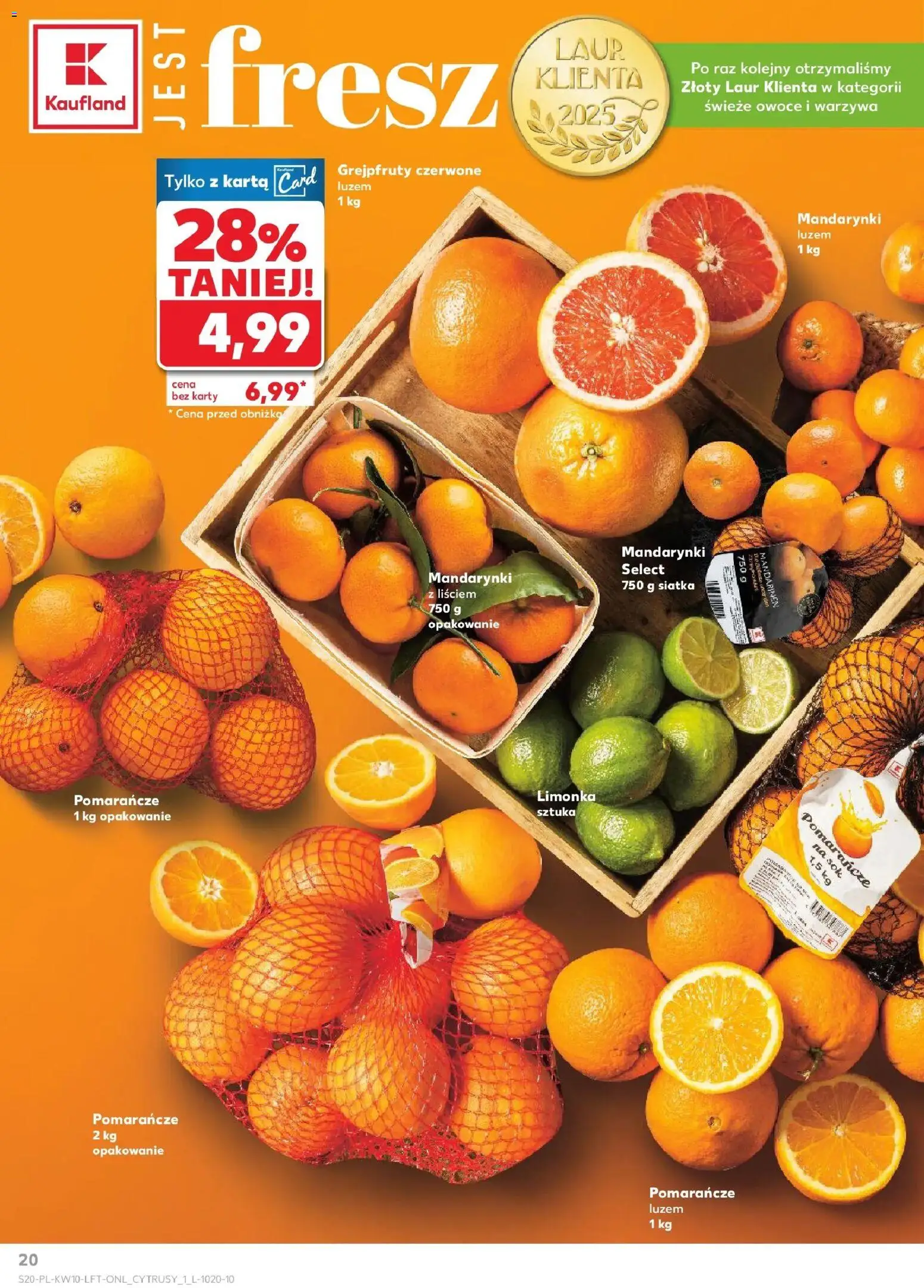 Kaufland gazetka od 05.03.2026 | Strona: 20 | Produkty: Karta, Mandarynki, Warzywa, Owoce