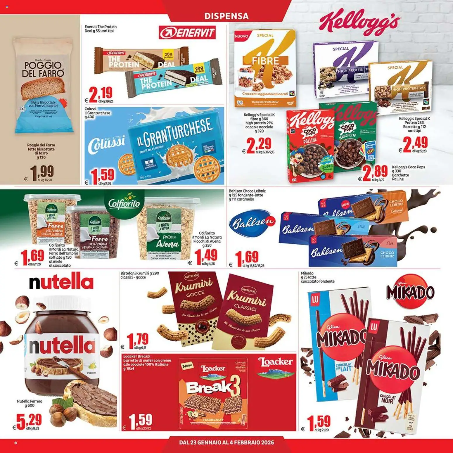 Volantino Elite Supermercati del 23.01.2026 | Pagina: 8 | Prodotti: Calice, Nutella, The, Cacao