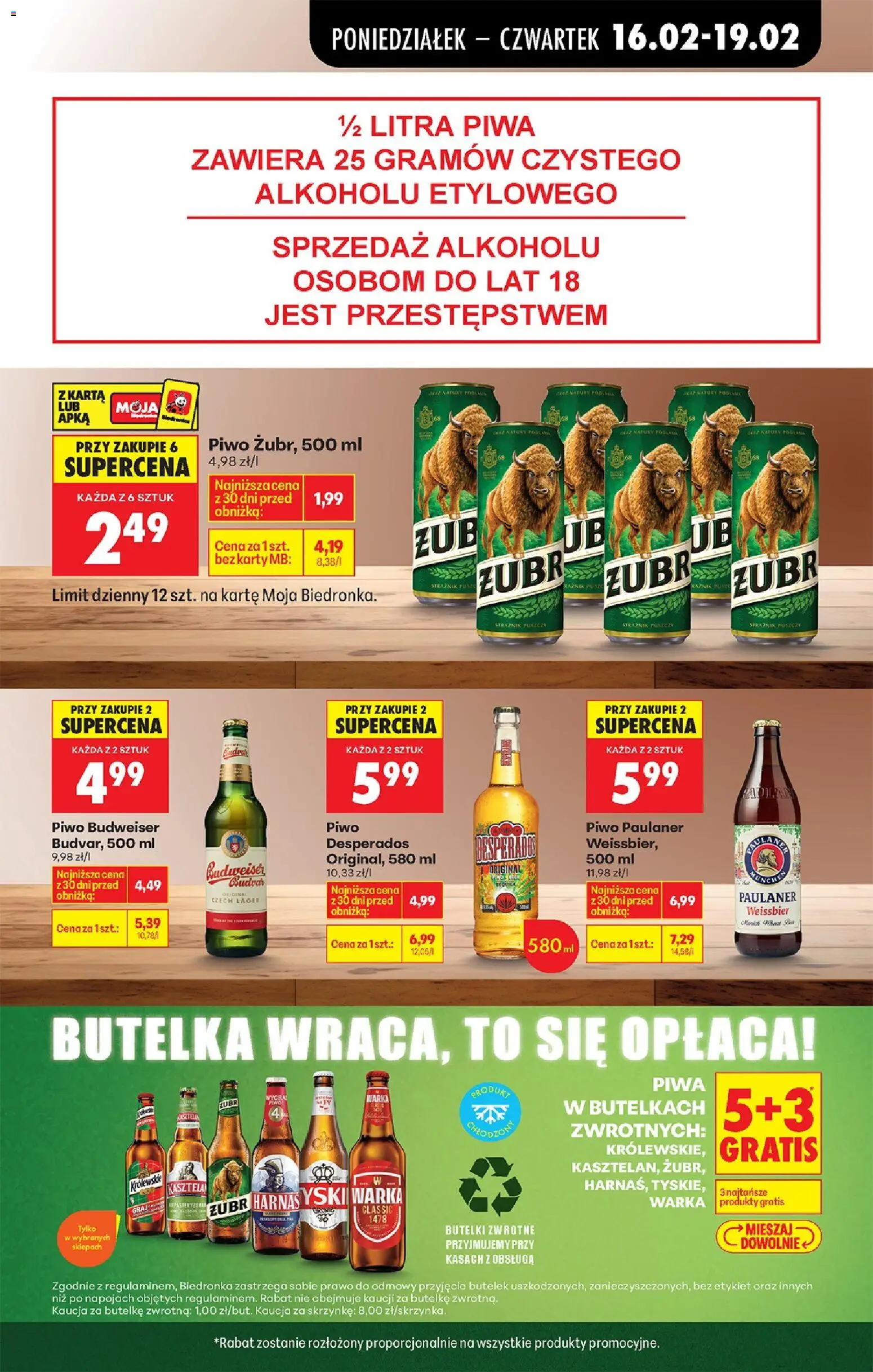 Biedronka Polsko leták od 16.02.2026 | Strana: 65 | Produkty: Budvar, Zubr, Desperados