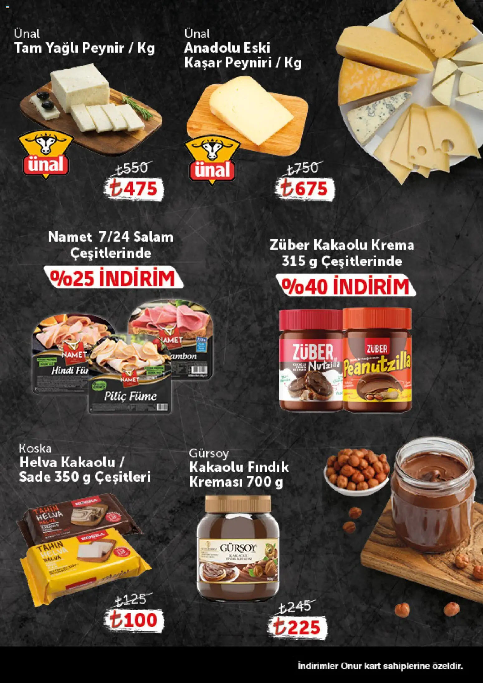Onur Market - Katalog Gurme - 16.04.2026 tarihinden itibaren geçerlidir | Sayfa: 3 | Ürünler: Peynir, Fındık, Krema, Piliç