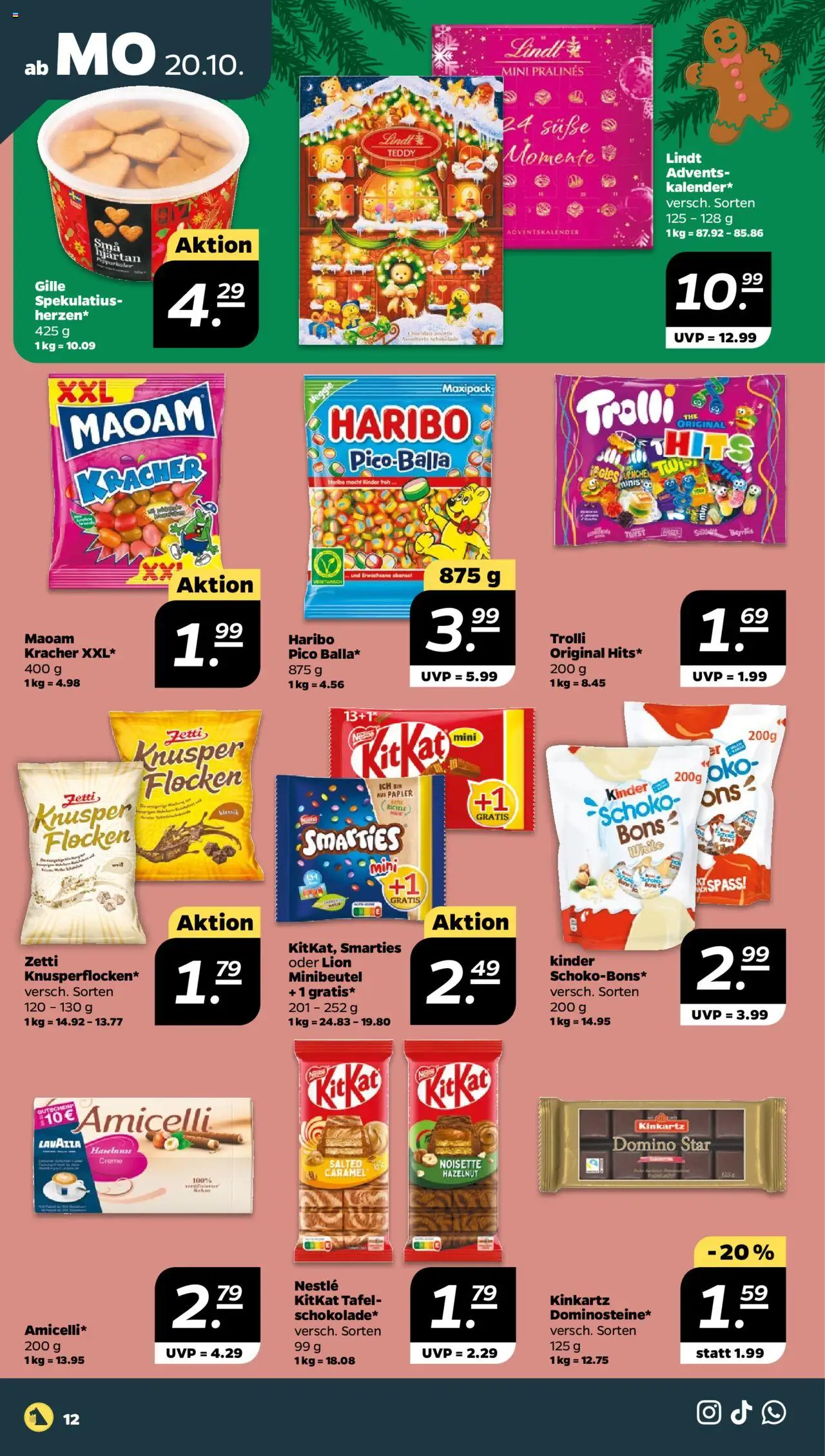 Netto Prospekt 	 – gültig ab 20.10.2025 | Seite: 12 | Produkte: Schokolade, Smarties, Lindt, Flocken