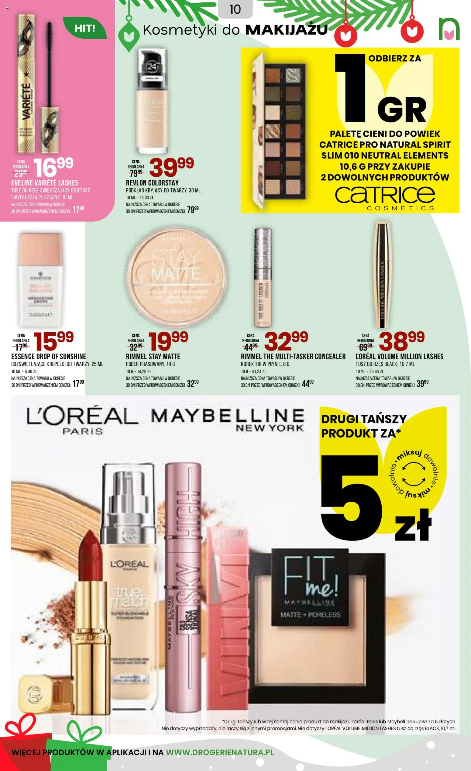Drogerie Natura Gazetka od 10.12.2025 | Strona: 10 | Produkty: Kosmetyki, Korektor, Puder, Tusz do rzęs