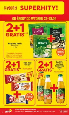 Pogląd oferty "POLOmarket gazetka" - ważna od 22.04.2026 | Strona: 4 | Produkty: Lubczyk, Sok, Przyprawy, Pieprz