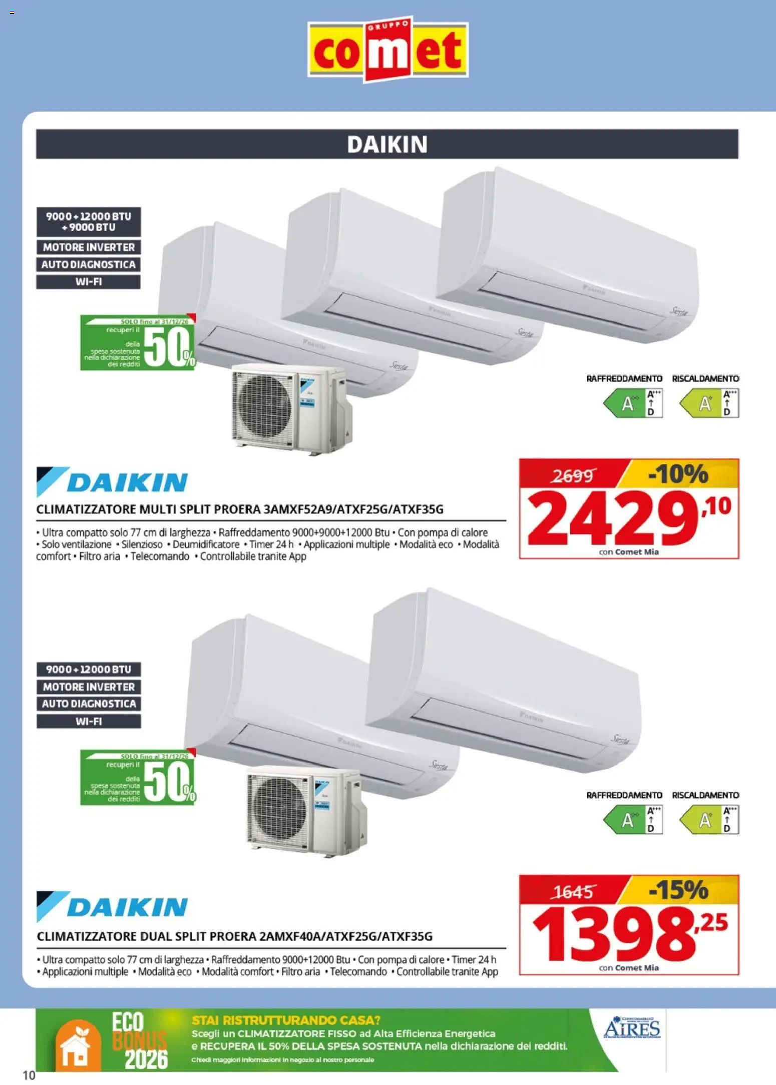 Volantino Comet del 20.03.2026 | Pagina: 10 | Prodotti: Climatizzatore, Deumidificatore, Telecomando