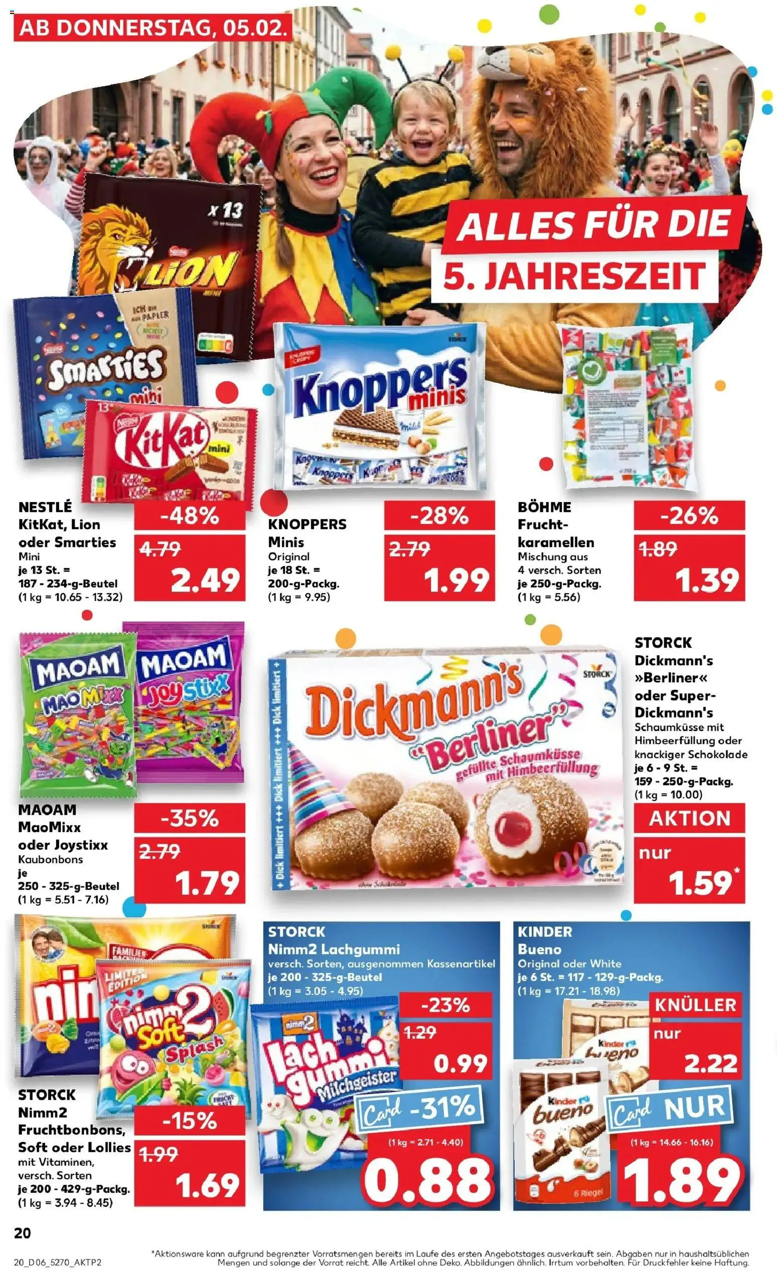 Kaufland prospekt Pfullingen	 – gültig ab 09.02.2026 | Seite: 20 | Produkte: Berliner, Smarties, Kinder bueno, Knoppers