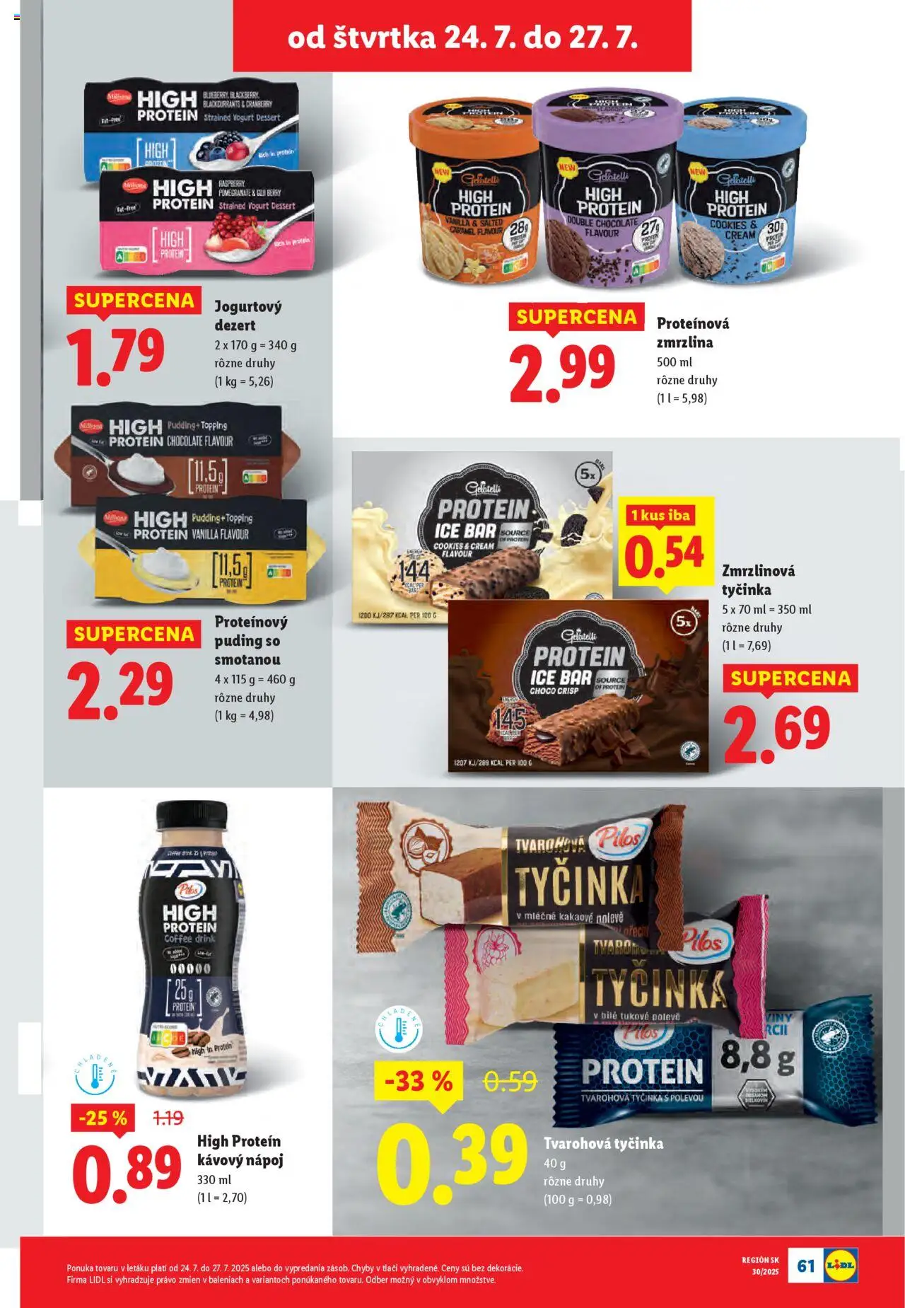 Lidl leták │ platný od 21.07.2025 | Strana: 85 | Produkty: Protein, Puding, Zmrzlina, Orechy