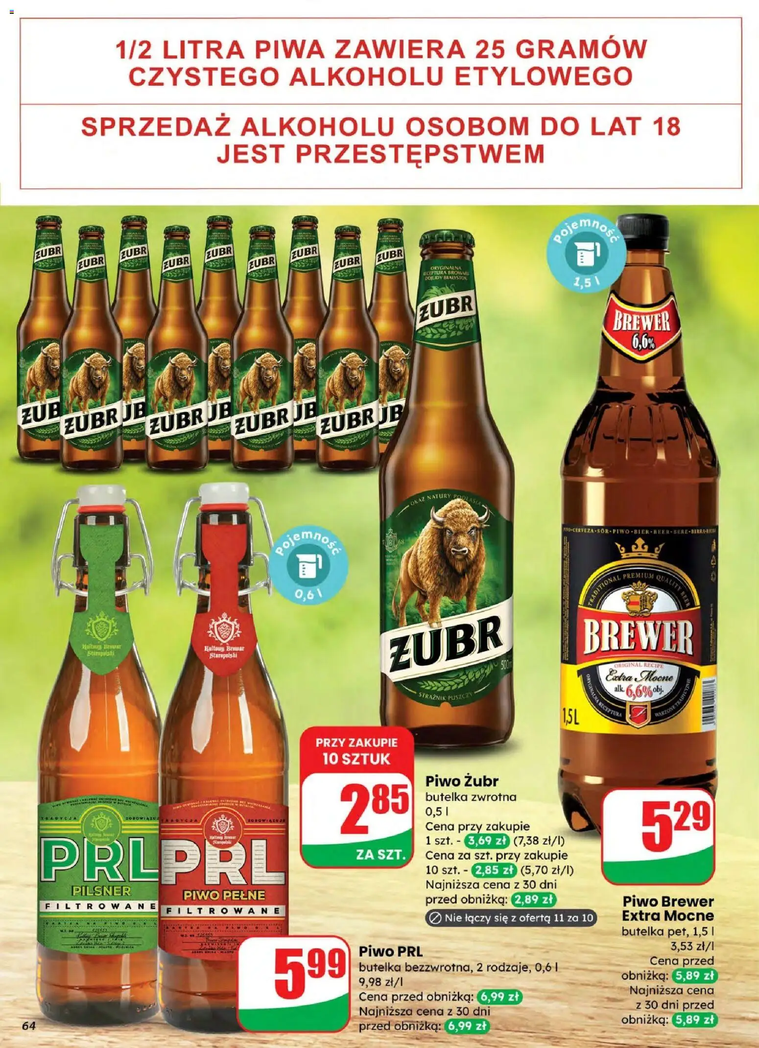 Dino gazetka od 04.03.2026 | Strona: 64 | Produkty: Piwo żubr, Piwo, Piwo brewer