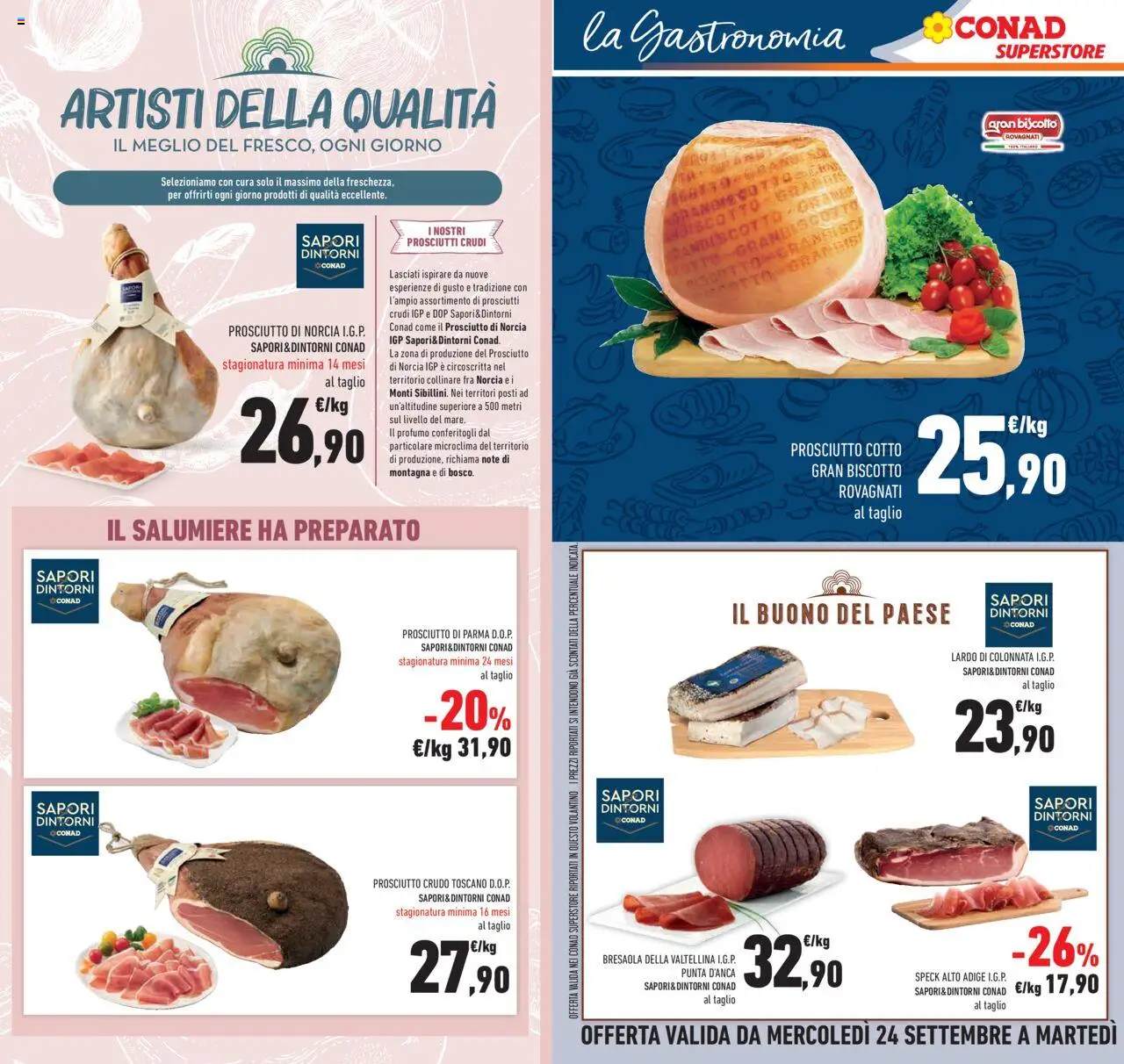 Volantino Conad del 24.09.2025 | Pagina: 20 | Prodotti: Prosciutto Crudo, Prosciutto Cotto, Bresaola, Prosciutto