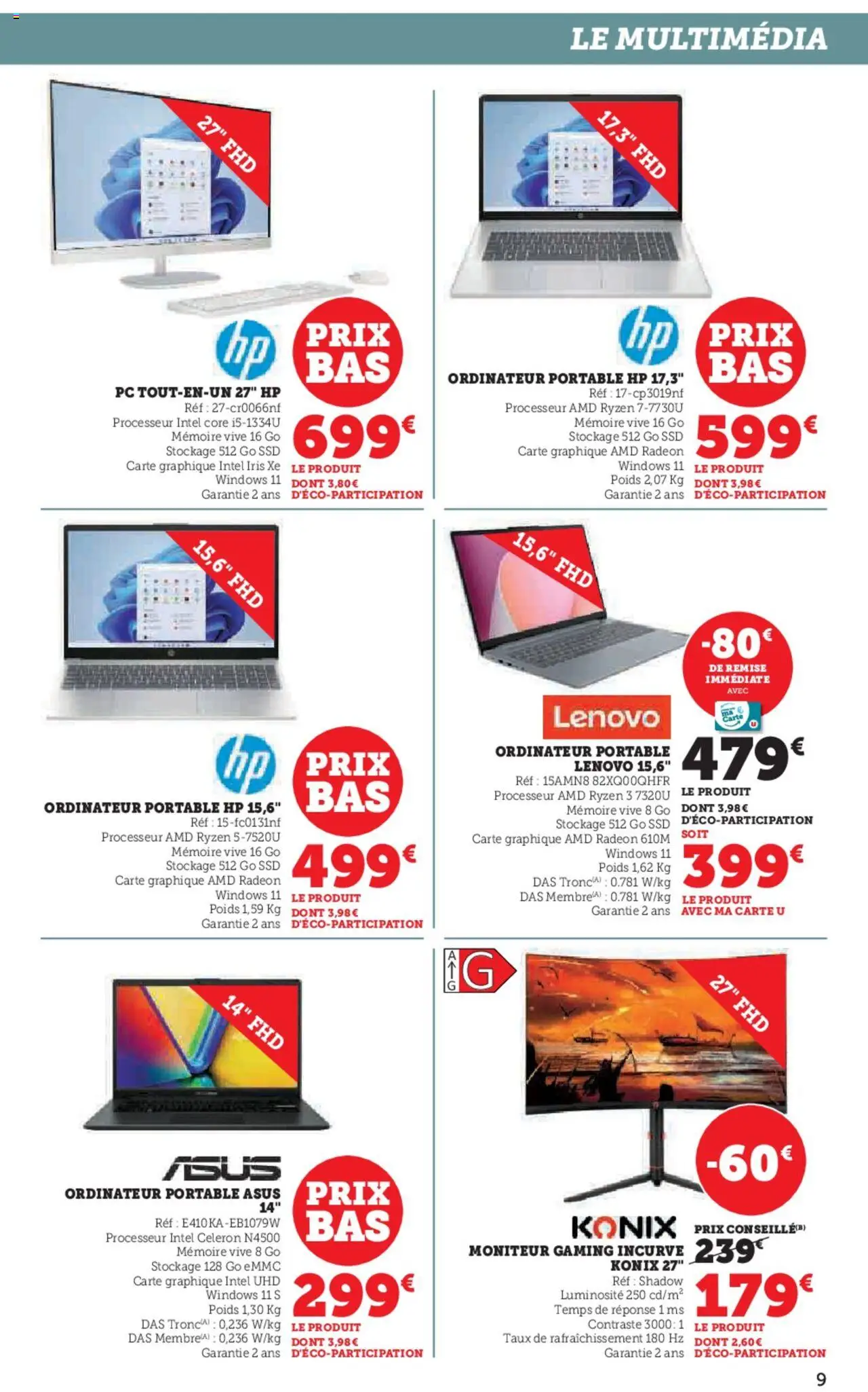 {H1} | Page: 9 | Produits: Ordinateur, Poids, Ordinateur portable, Portable