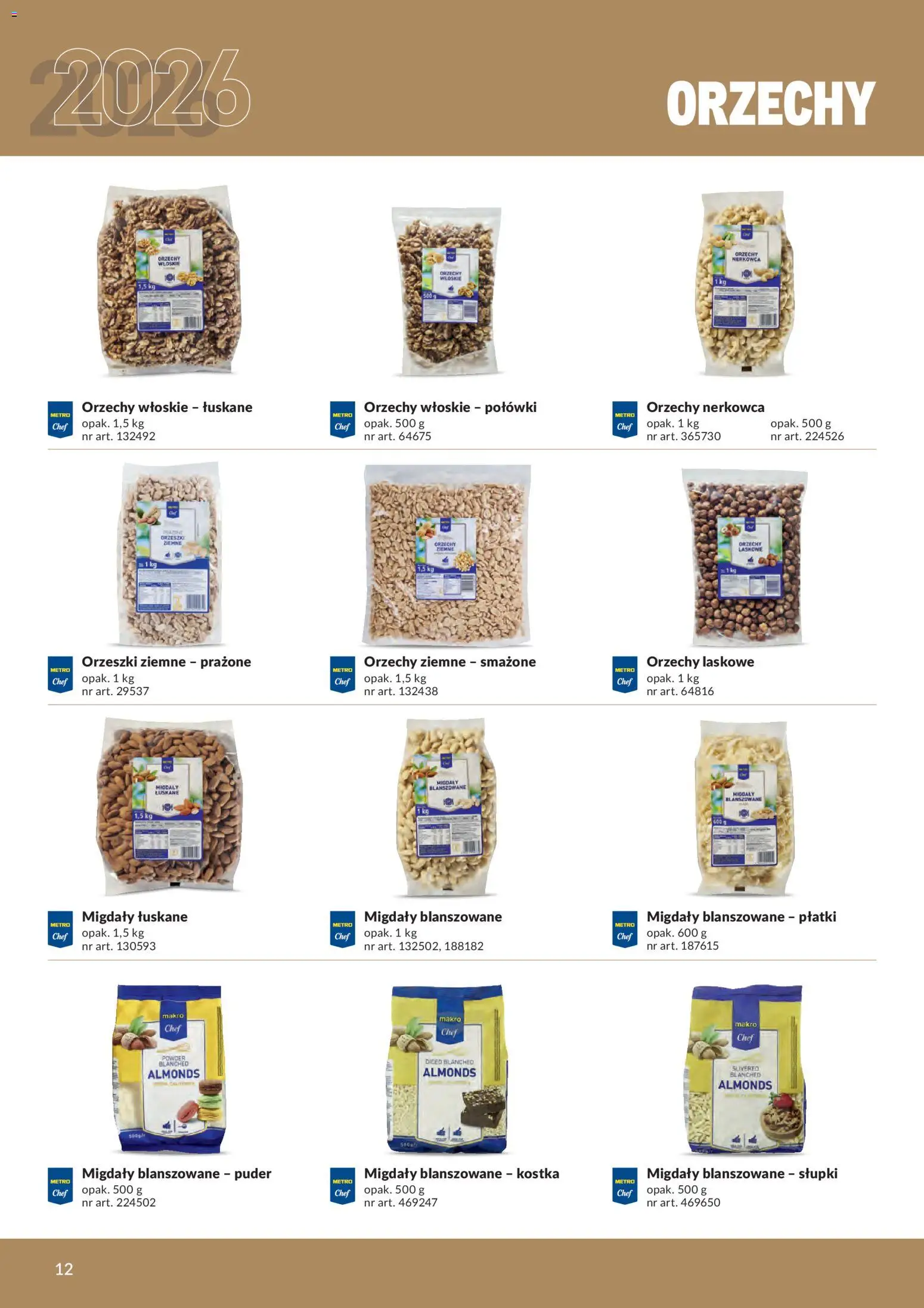 Makro gazetka - Produktów marek własnych dla profesjonalnej Gastronomii od 01.03.2026 | Strona: 12 | Produkty: Orzechy włoskie, Orzechy laskowe, Puder, Orzechy