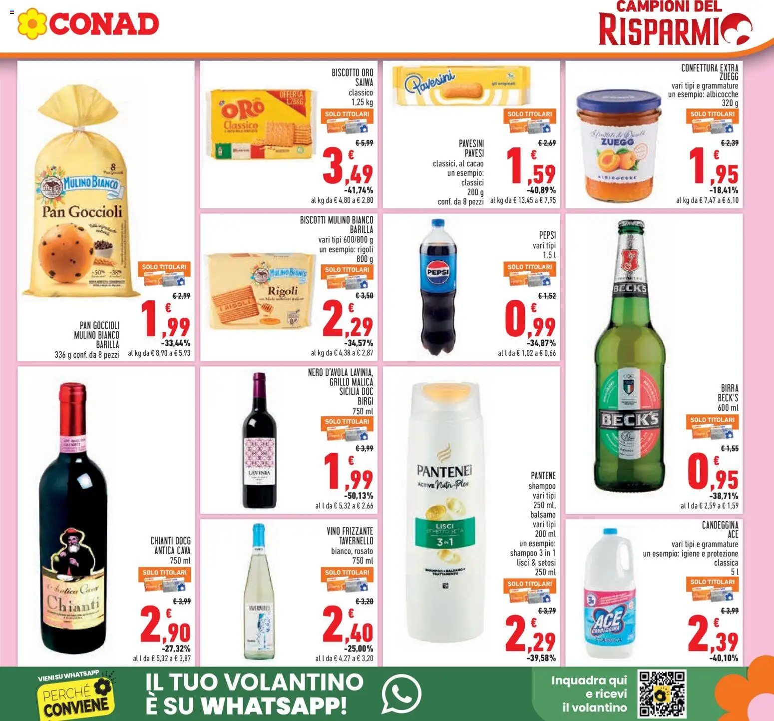 Volantino Conad del 06.05.2026 | Pagina: 3 | Prodotti: Shampoo, Candeggina, Biscotti, Cacao