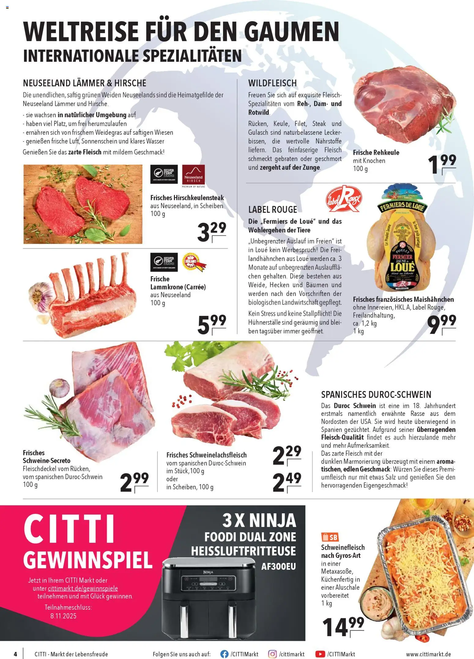 CITTI Markt Prospekt 	 – gültig ab 29.10.2025 | Seite: 4 | Produkte: Salz, Schweinefleisch, Steak, Fleisch