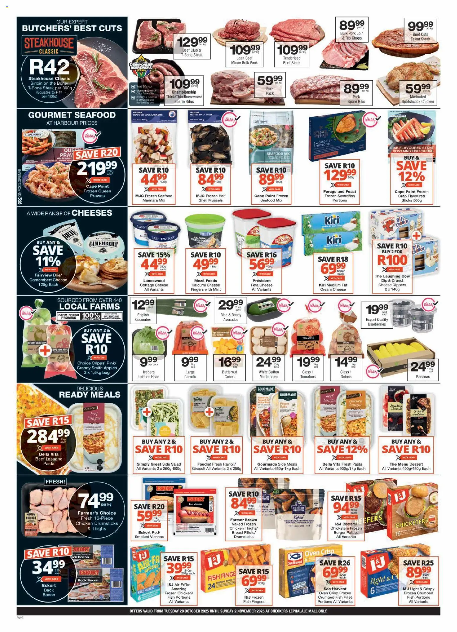 New Checkers catalogue – valid from 28.10.2025 | Page: 2 | Products: Oven, Apples, Cottage cheese, Seafood