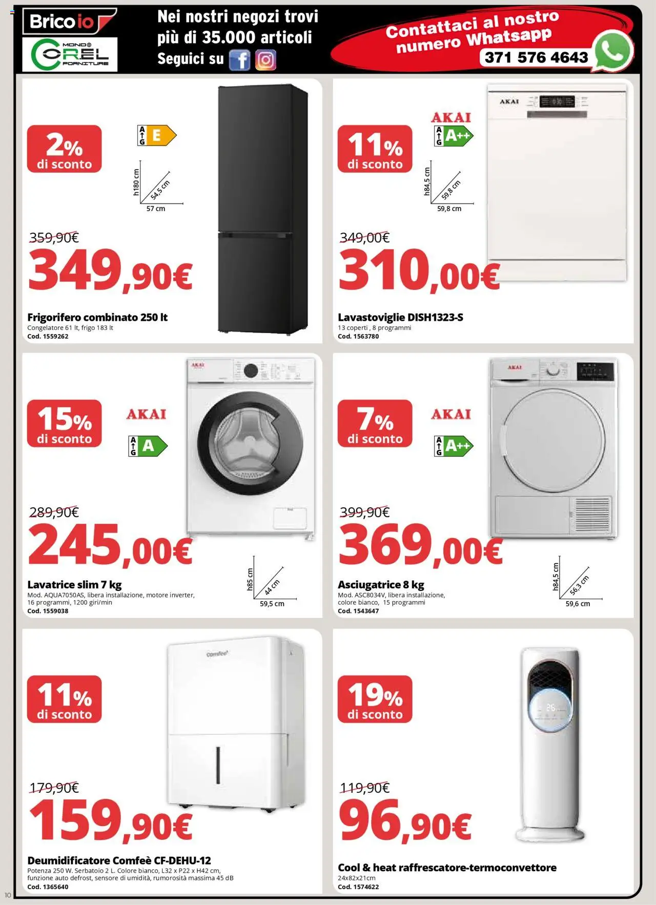 Volantino Brico io del 09.09.2025 | Pagina: 10 | Prodotti: Lavatrice, Asciugatrice, Congelatore, Frigorifero combinato