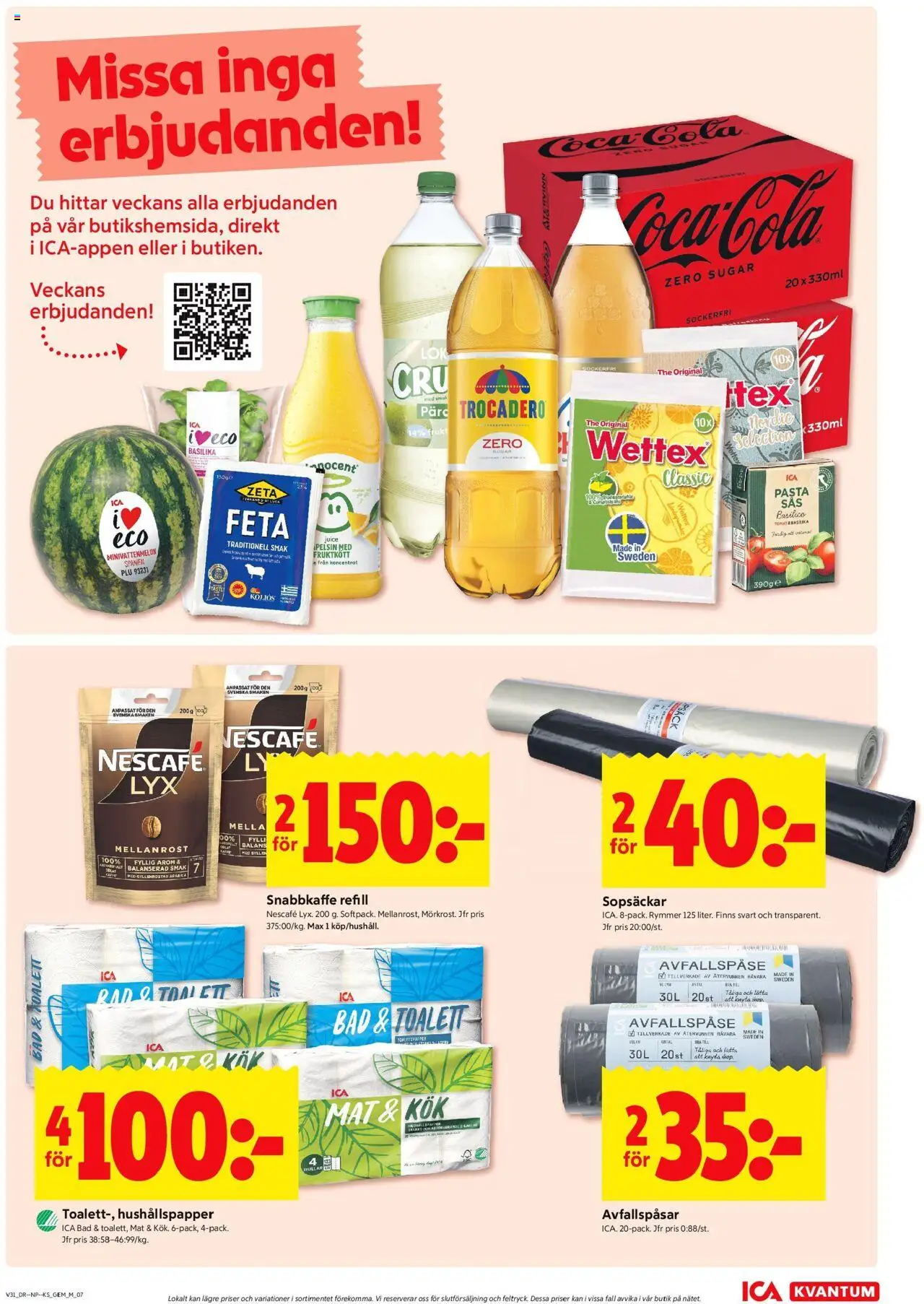ICA Kvantum reklamblad aktuell från 28.07.2025 | Sida: 11 | Produkter: Toalettpapper, Hushållspapper, Toalett, Juice