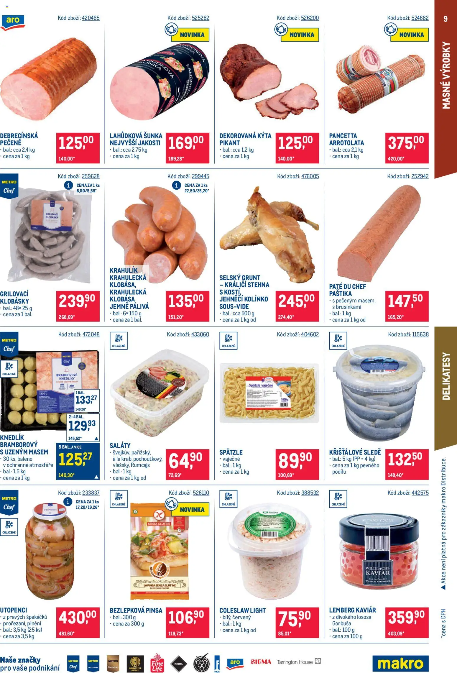 Makro leták - Gastronomie od 25.03.2026 | Strana: 9 | Produkty: Kaviár, Saláty, Utopenci, Kýta