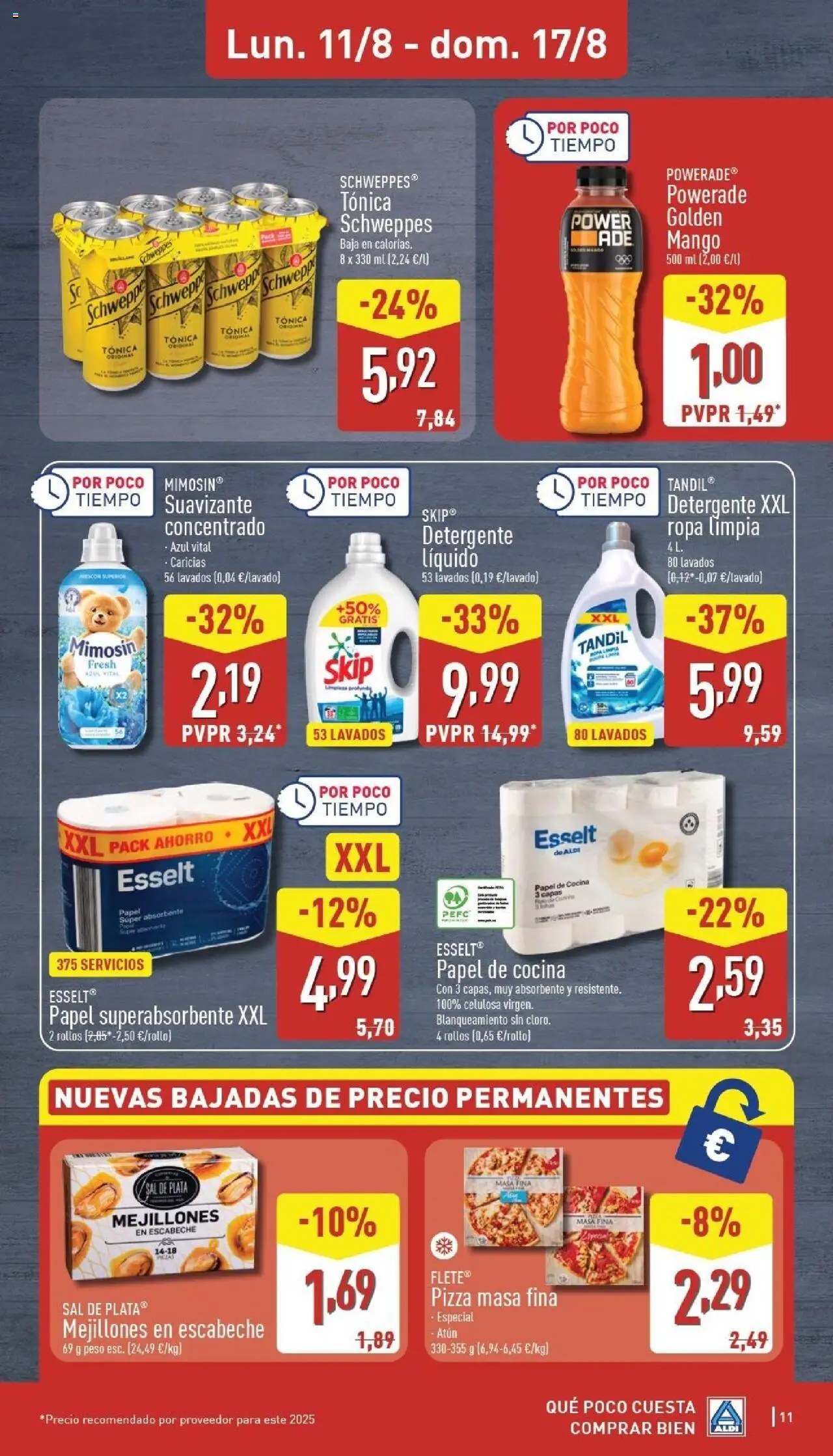 Aldi folleto Península │ válido desde el 11.08.2025 | Página: 11 | Productos: Detergente, Pizza, Detergente líquido, Ρούτερ