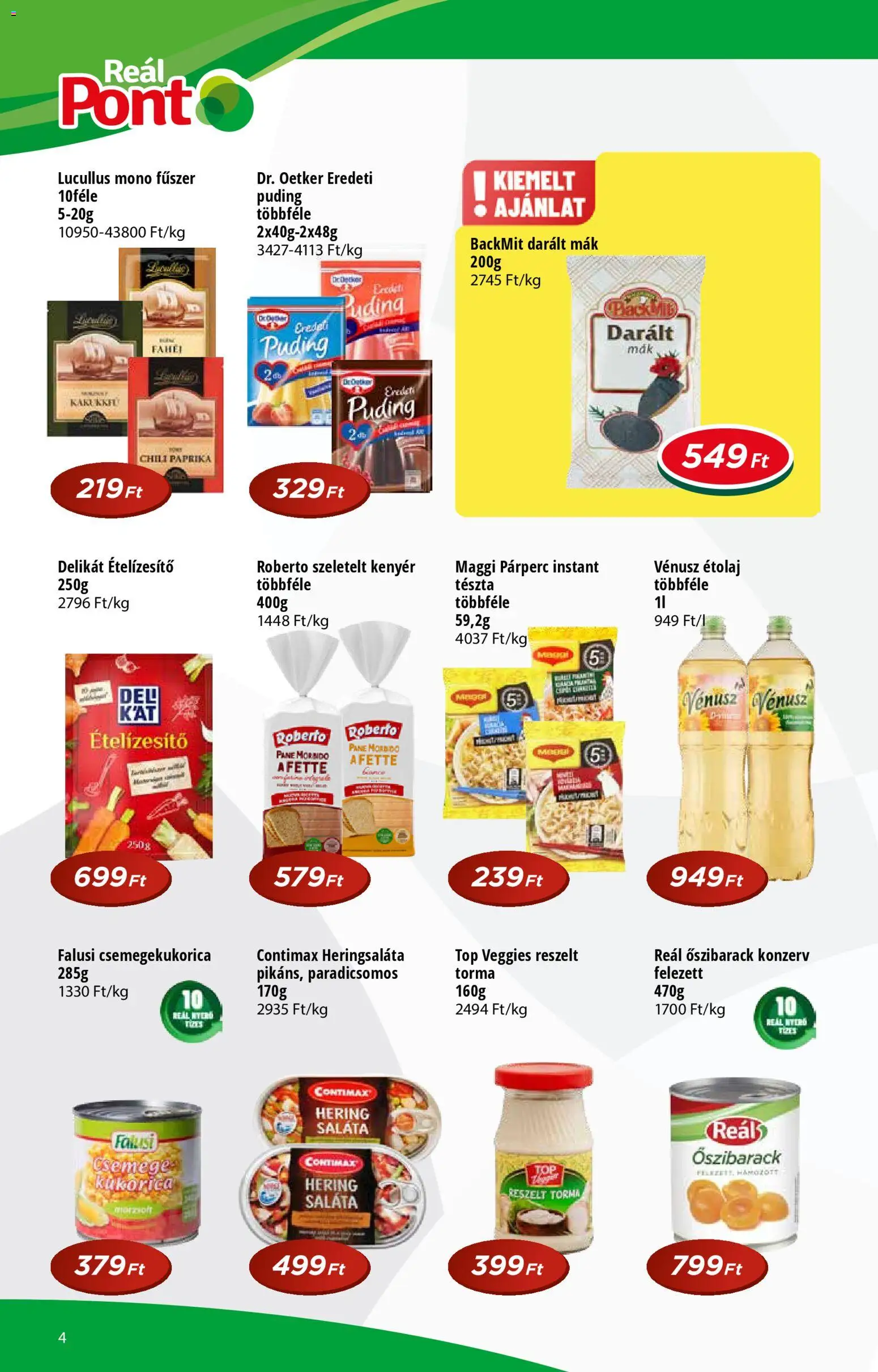 Reál akciós ujság - amely érvényes a következő dátumtól: 04.03.2026 | Oldal: 4 | Termékek: Puding, Csemegekukorica, Hering, Fűszer