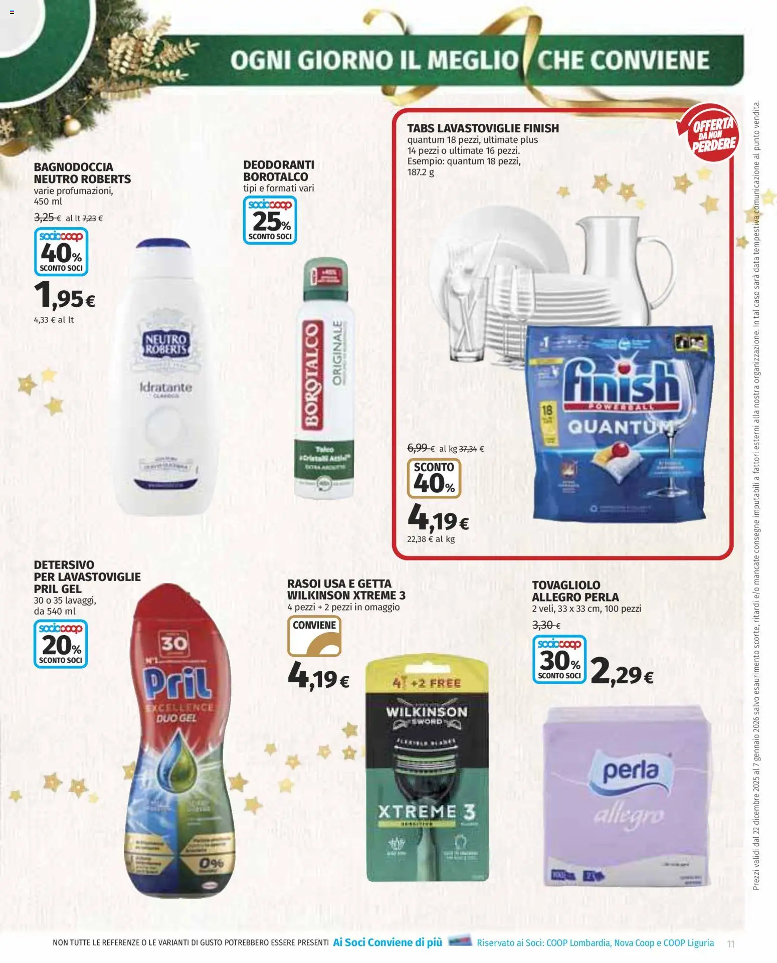 Volantino COOP del 22.12.2025 | Pagina: 11 | Prodotti: Detersivo per lavastoviglie, Talco, Lavastoviglie, Data