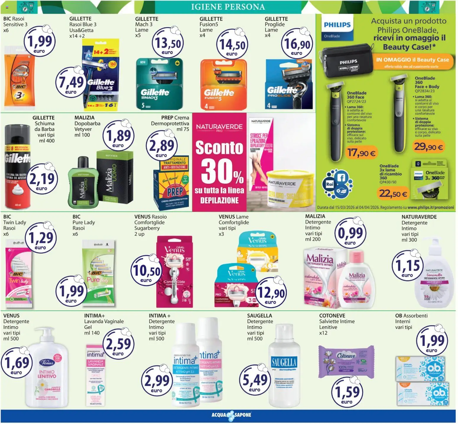 Volantino Acqua e Sapone del 12.03.2026 | Pagina: 11 | Prodotti: Crema, Schiuma da barba, Rasoio, Sapone