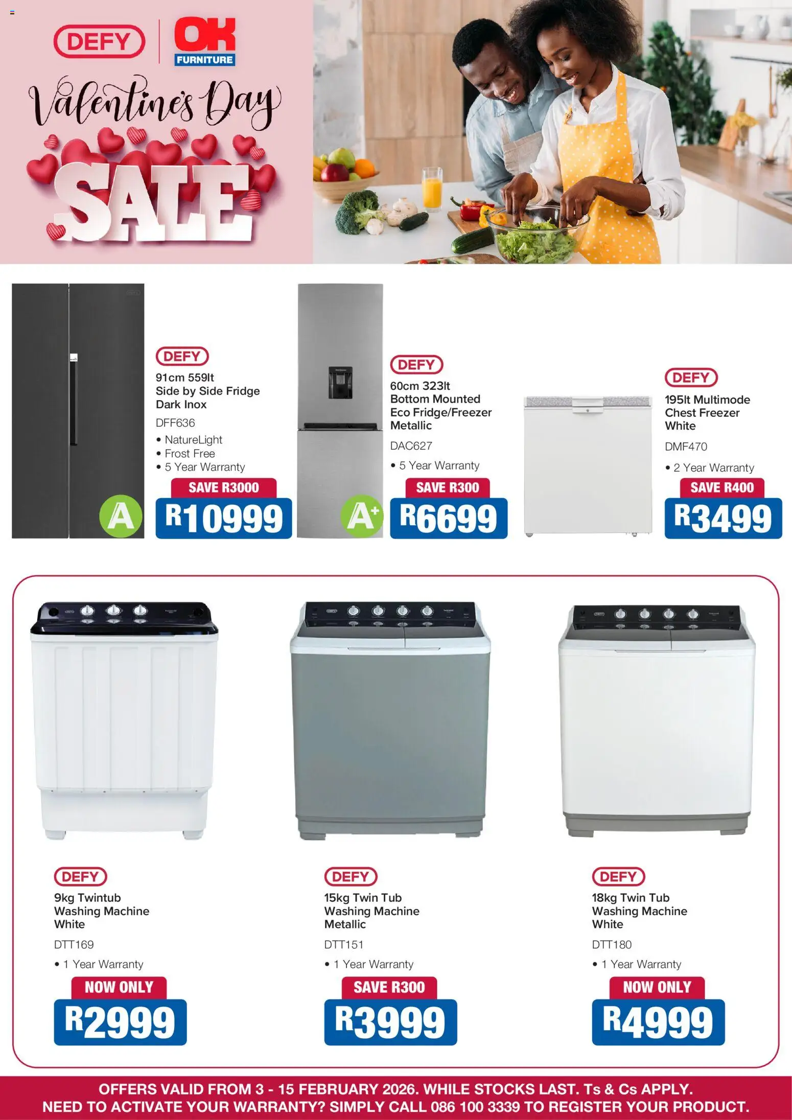 New OK Furniture catalogue – valid from 03.02.2026 | Page: 2 | Products: Freezer, Washing machine, Fridge, Chest freezer