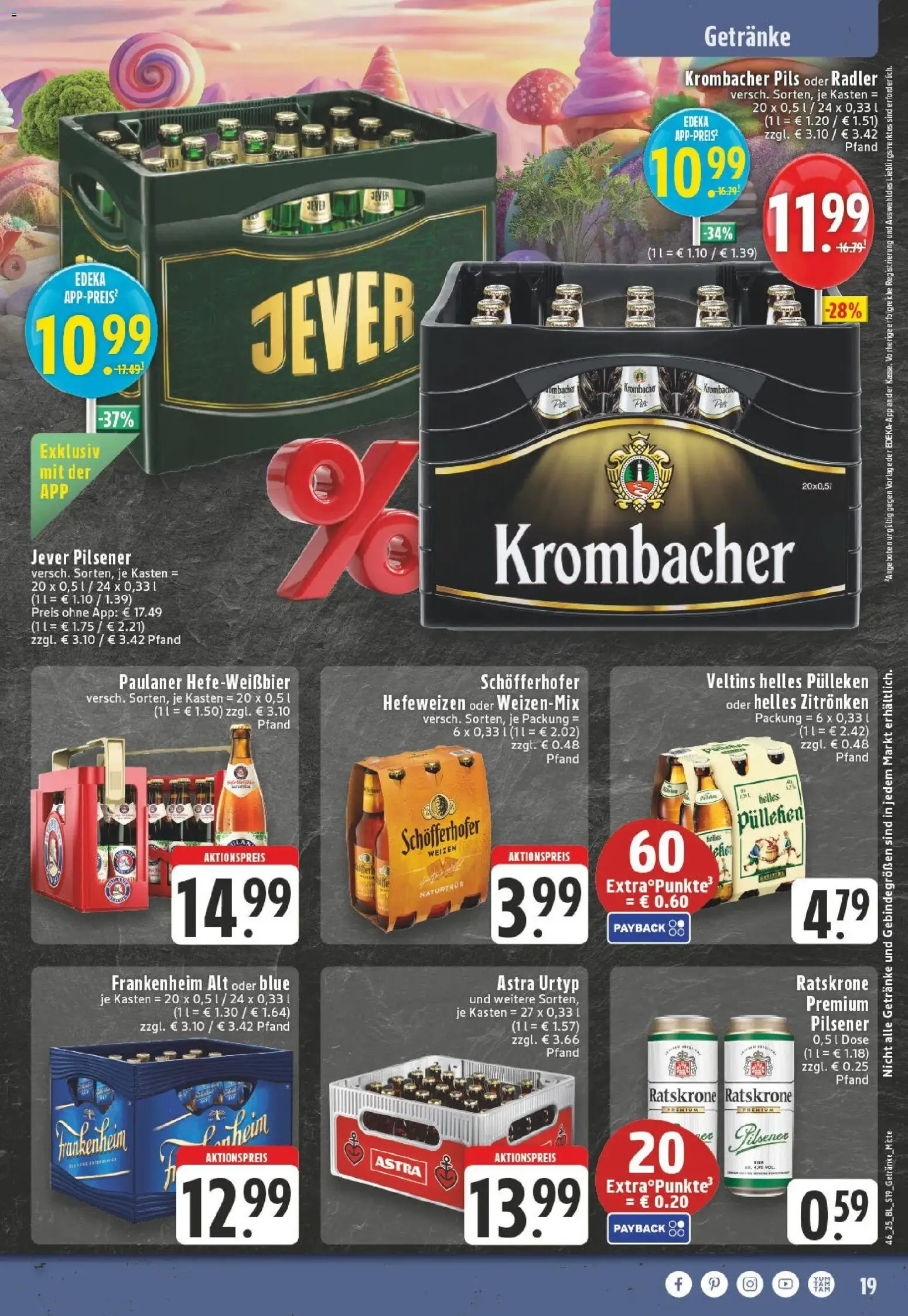 Edeka prospekt Duisburg	 – gültig ab 10.11.2025 | Seite: 19 | Produkte: Astra, Krombacher, Paulaner, Veltins