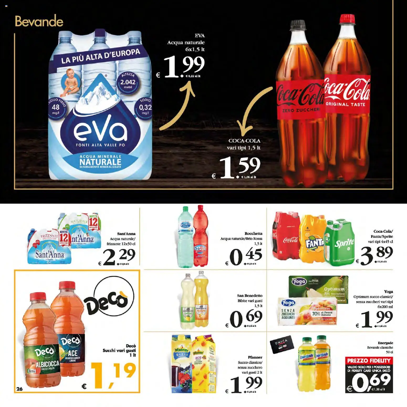 Volantino Decò del 05.01.2026 | Pagina: 26 | Prodotti: Acqua, Fanta, Arancia, Acqua minerale