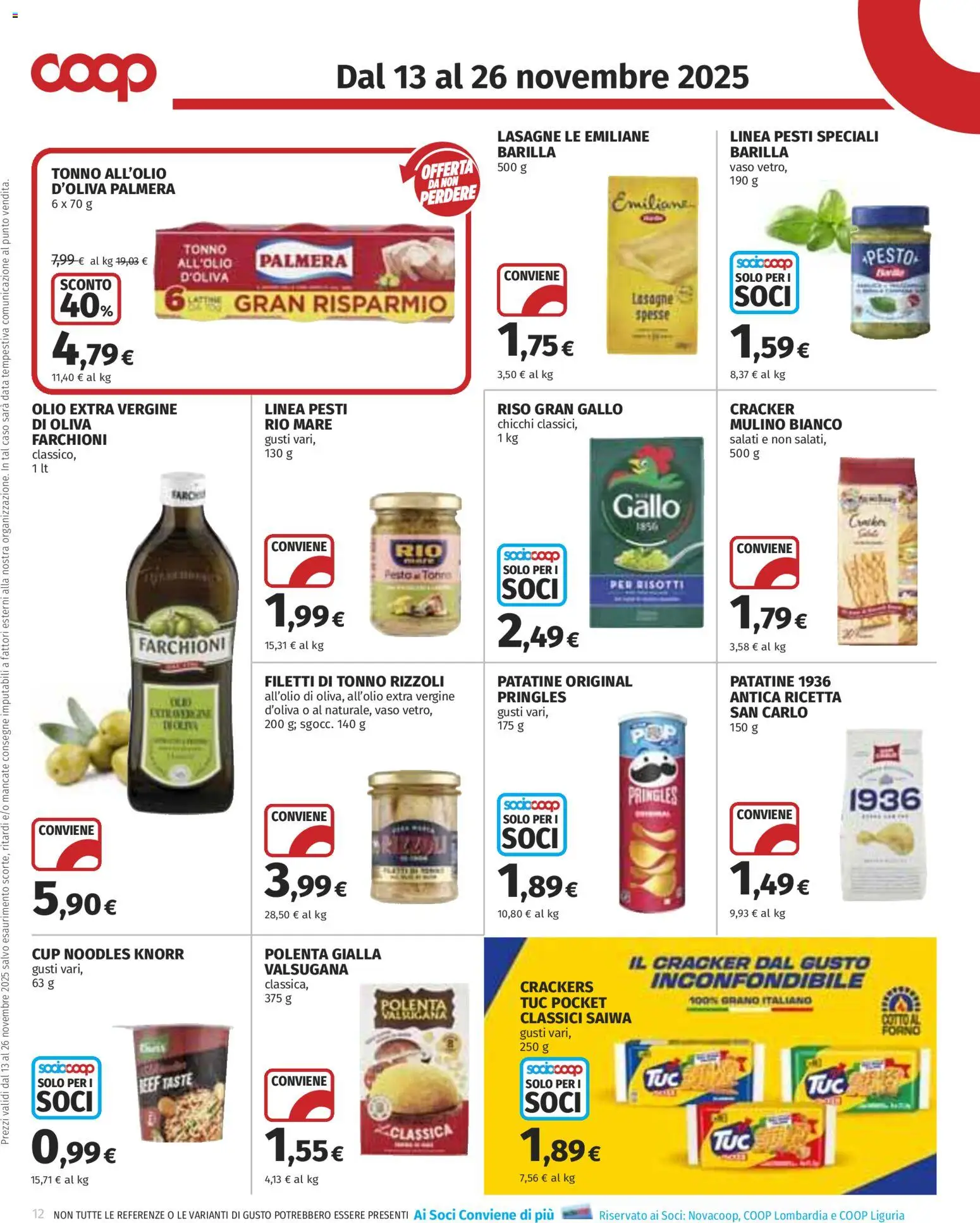 Volantino COOP del 13.11.2025 | Pagina: 12 | Prodotti: Patatine, Data, Pesto, Tonno
