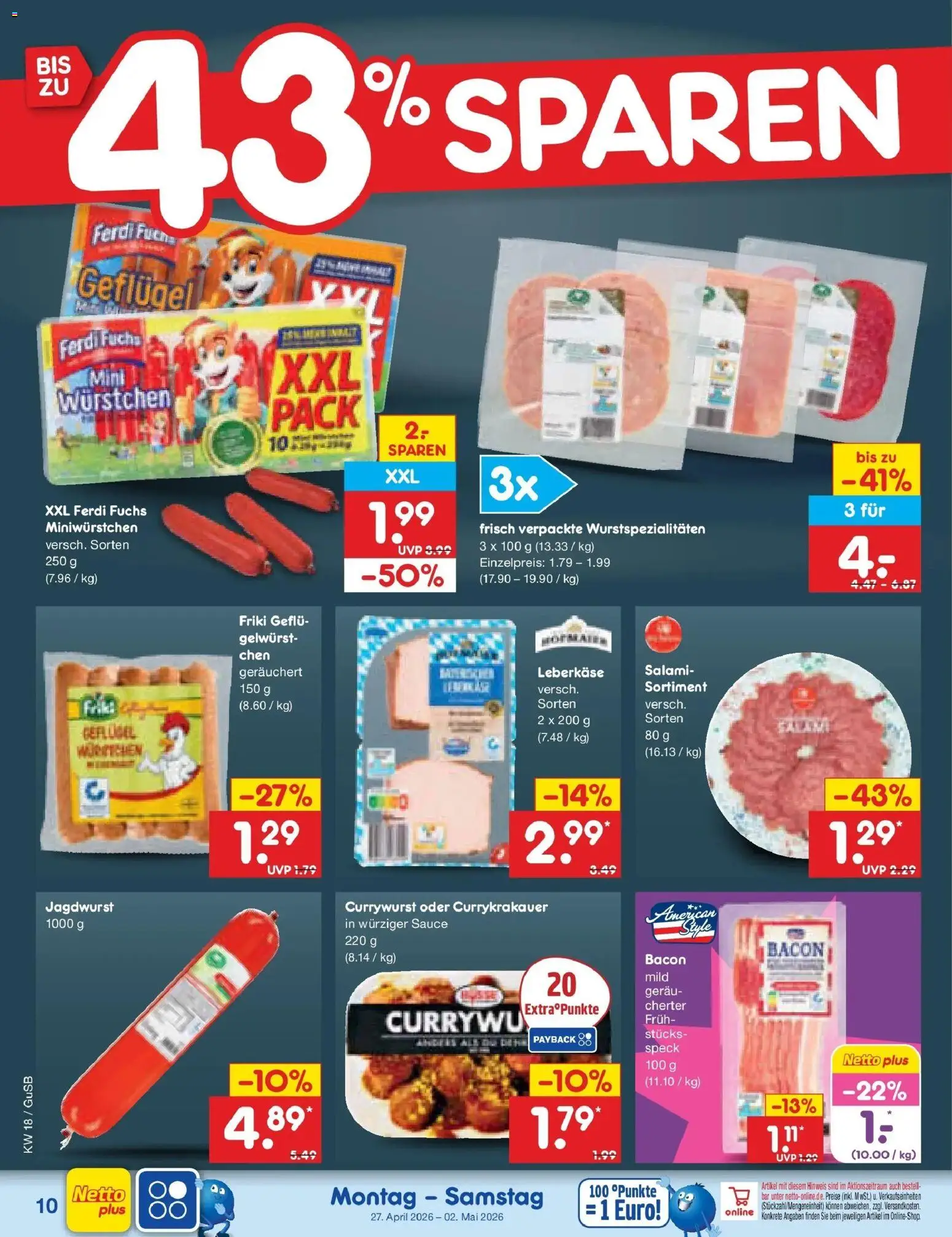 Netto Marken-Discount Prospekt Machern	 – gültig ab 27.04.2026 | Seite: 12 | Produkte: Salami, Leberkase