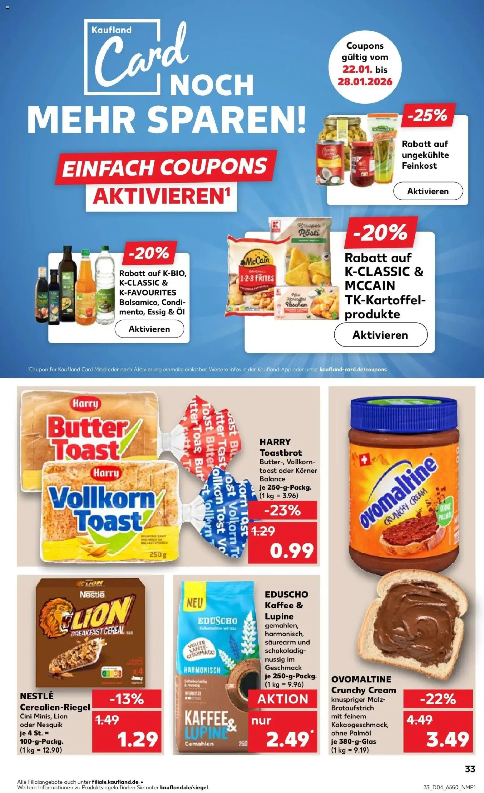 Kaufland prospekt Rheda-Wiedenbrück	 – gültig ab 25.01.2026 | Seite: 33 | Produkte: Nesquik, Öl, McCain, Eduscho