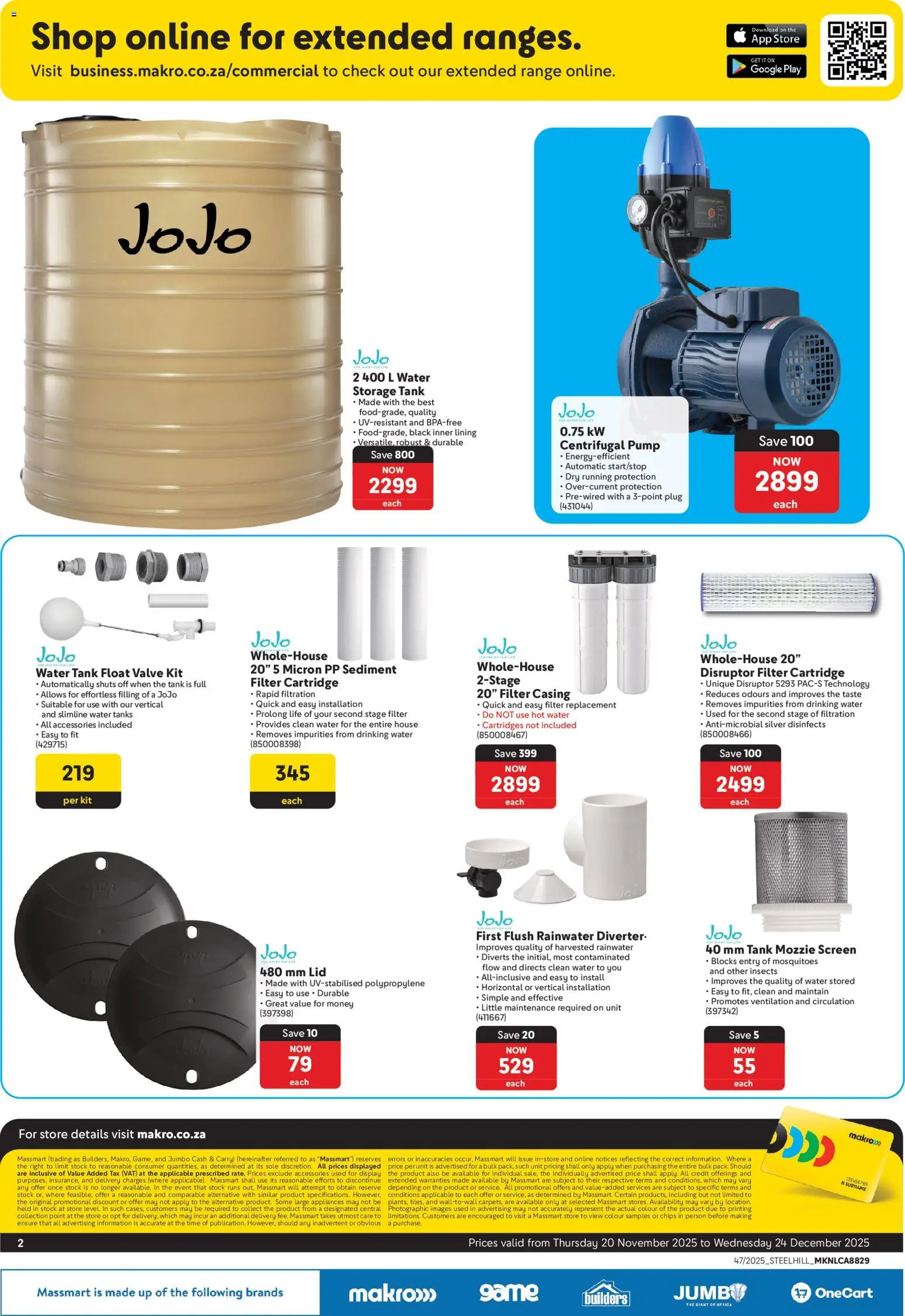 New Makro catalogue – valid from 20.11.2025 | Page: 2 | Products: Tank, Valve, Stock, Water
