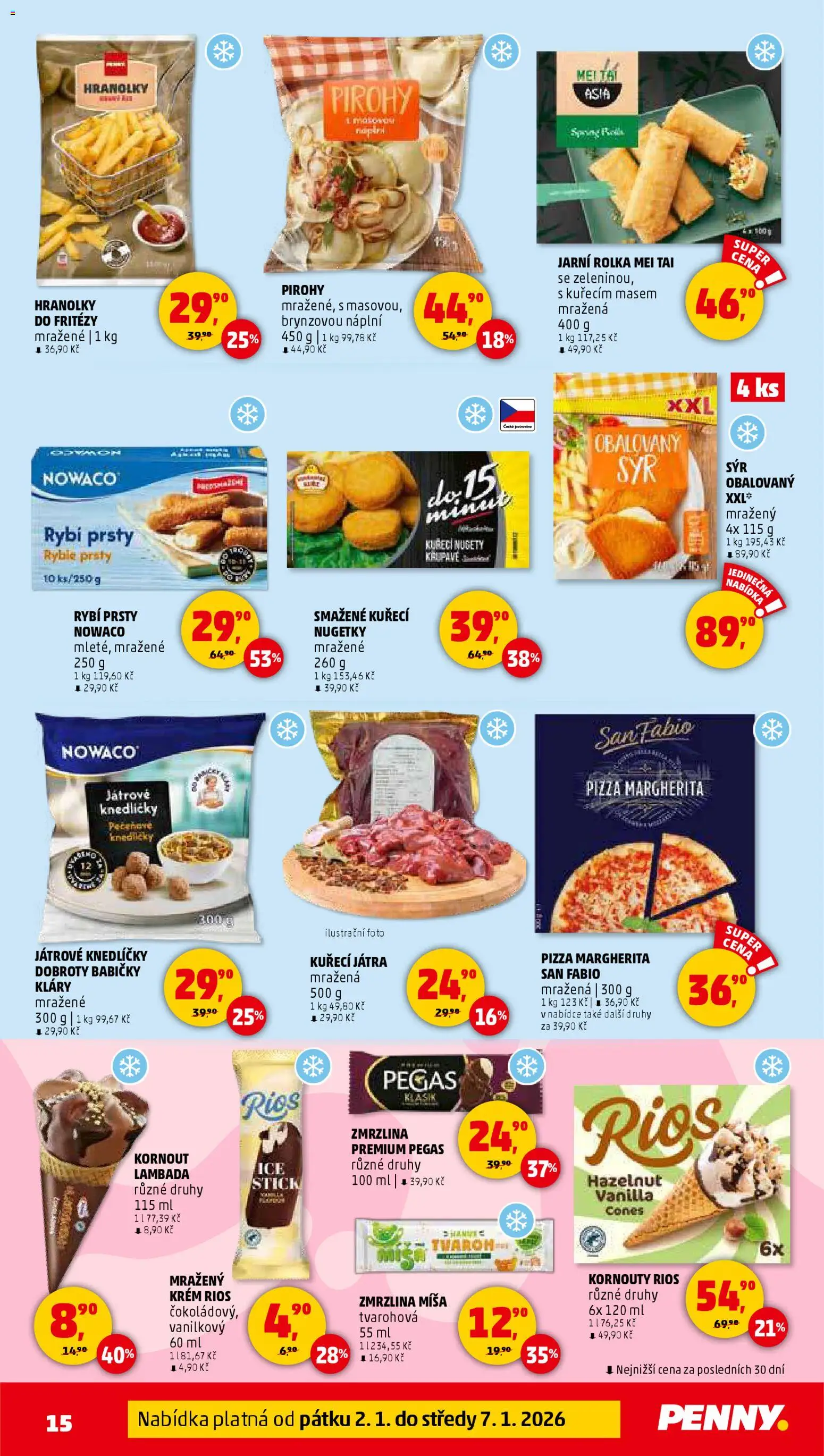 Penny Market leták - Čtvrtečník od 02.01.2026 | Strana: 15 | Produkty: Hranolky, Kuřecí nugetky, Rybí prsty, Nugety